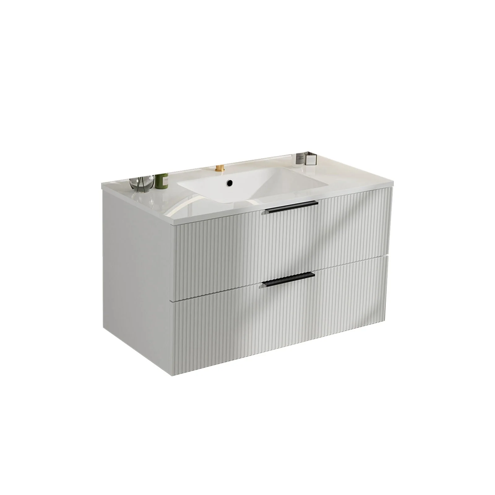 Modern Wall Mounted Floating Bathroom Vanity With Sink And Drawers - Image 5