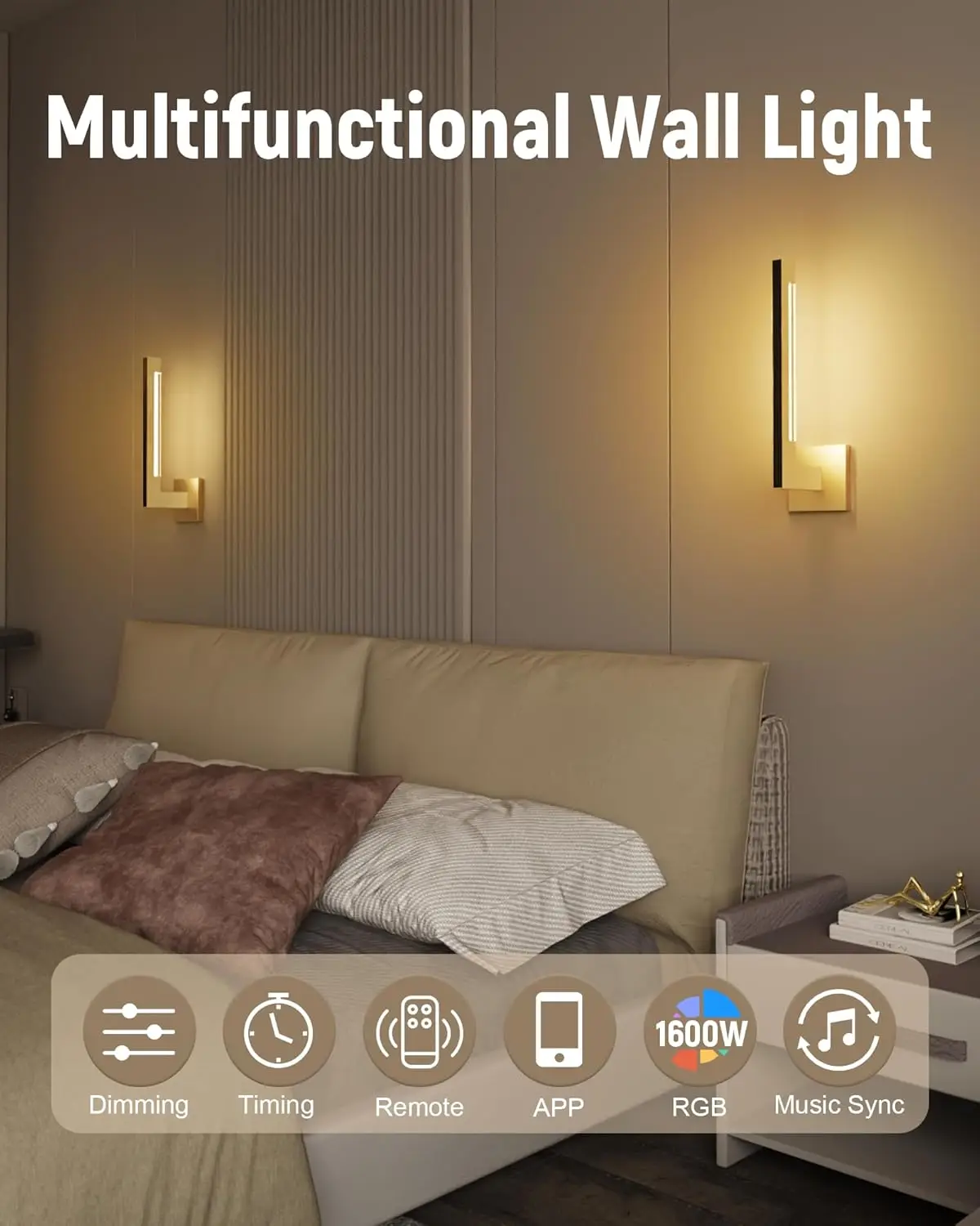 Modern Wall Sconces Dimmable RGB LED Wall Light with Remote for Living Room Bedroom - Image 4