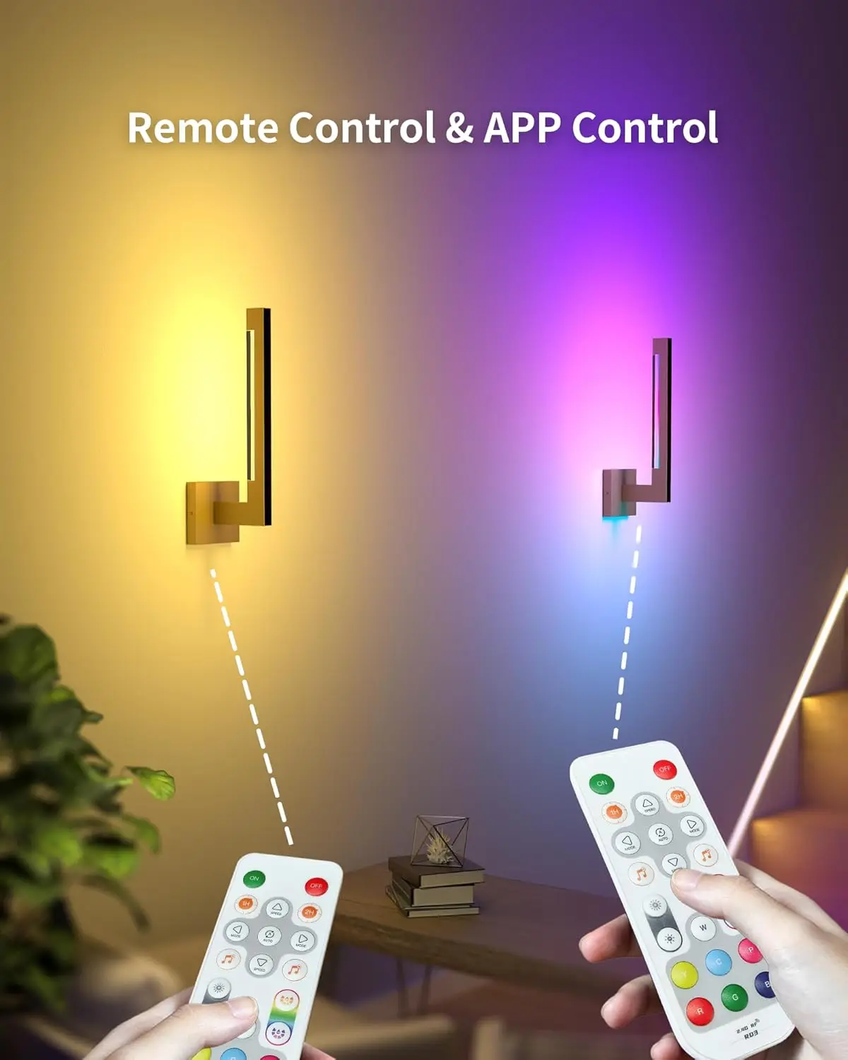 Modern Wall Sconces Dimmable RGB LED Wall Light with Remote for Living Room Bedroom - Image 5