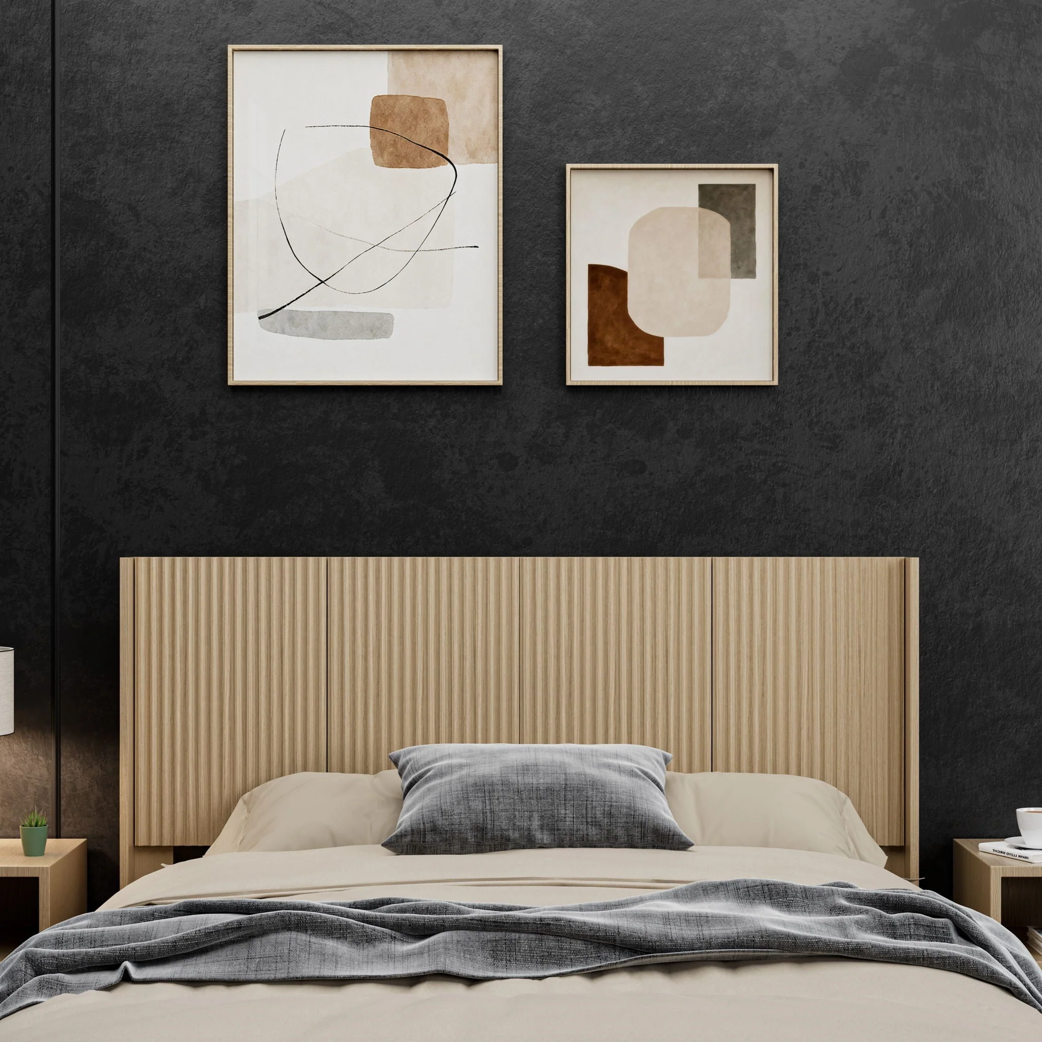 Modern Wide Wall Mounted Fluted Panel Headboard - Image 4