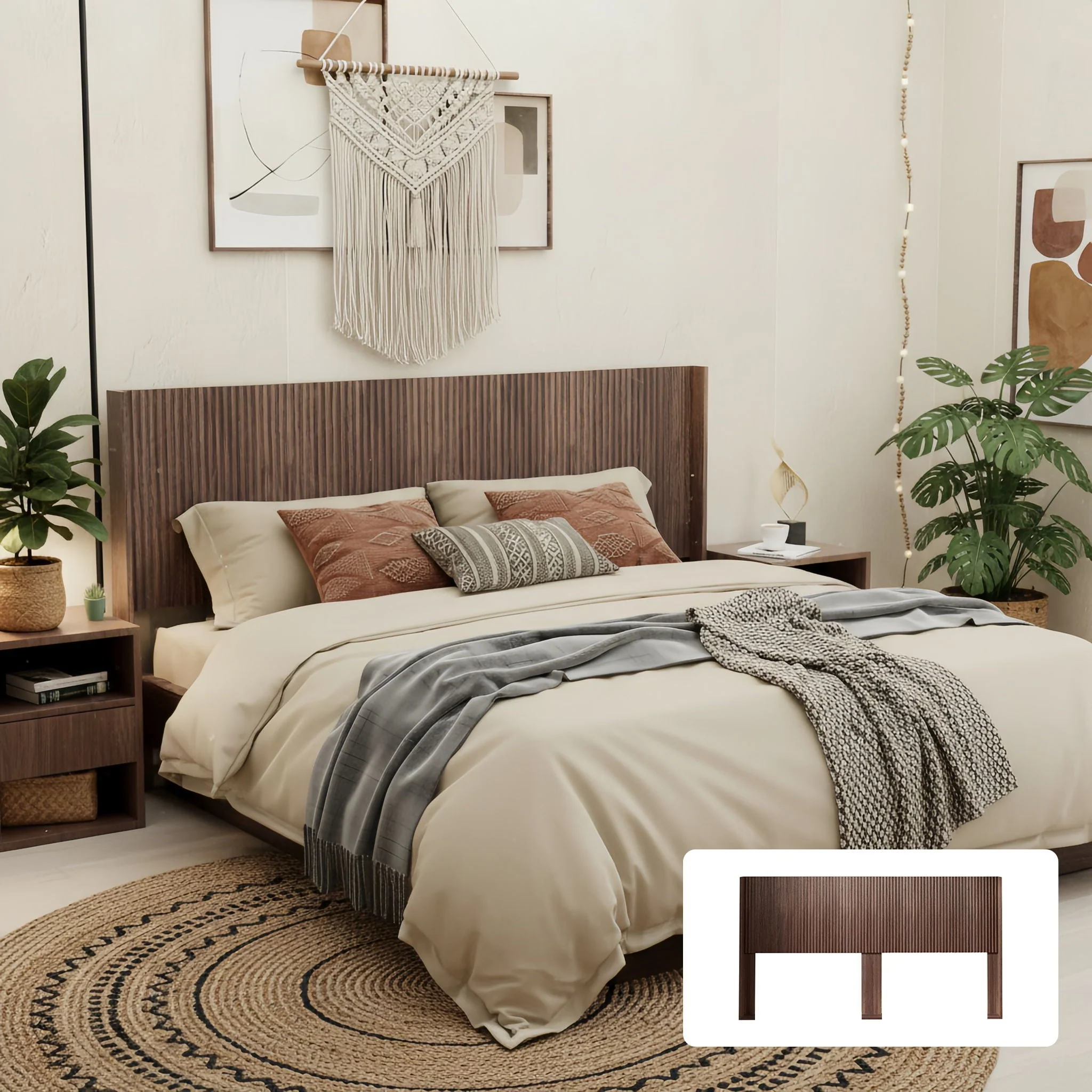 Modern Wide Wall Mounted Fluted Panel Headboard - Image 5