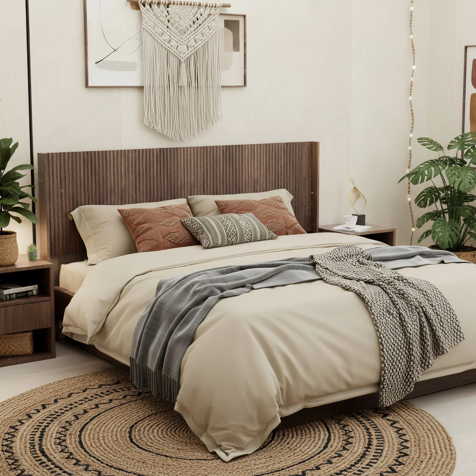 Modern Wide Wall Mounted Fluted Panel Headboard - Image 7