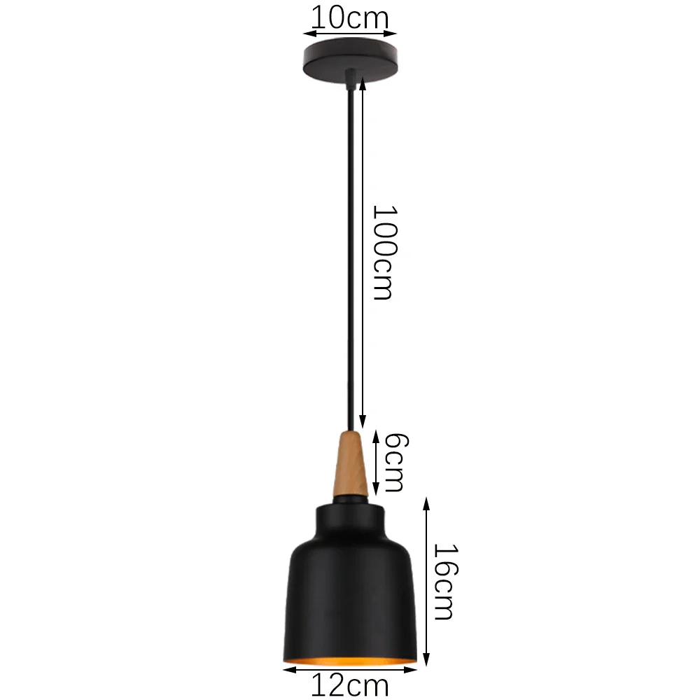Modern Wood & Aluminum Pendant Ceiling Light E27 Dining Table Kitchen Bedside - Image 12