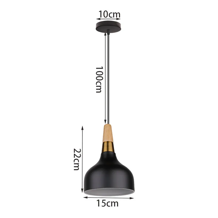 Modern Wood & Aluminum Pendant Ceiling Light E27 Dining Table Kitchen Bedside - Image 15