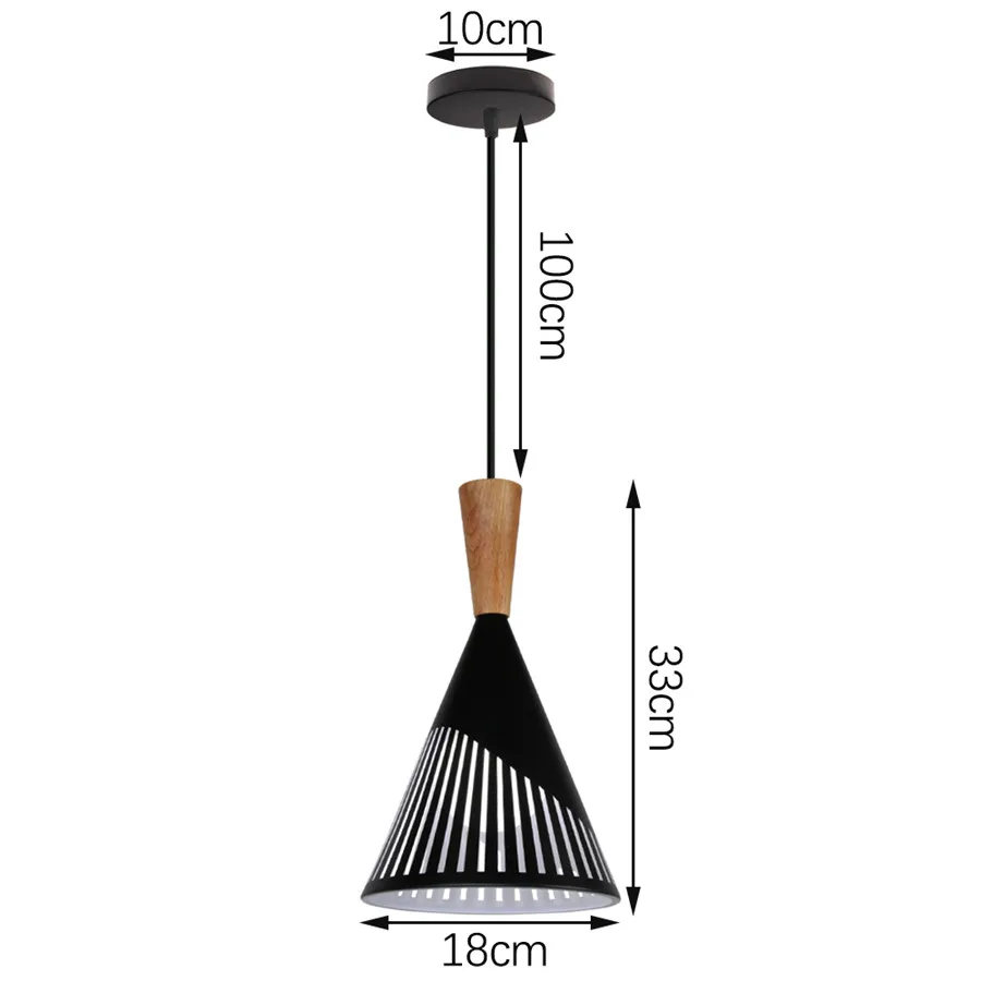 Modern Wood & Aluminum Pendant Ceiling Light E27 Dining Table Kitchen Bedside - Image 19