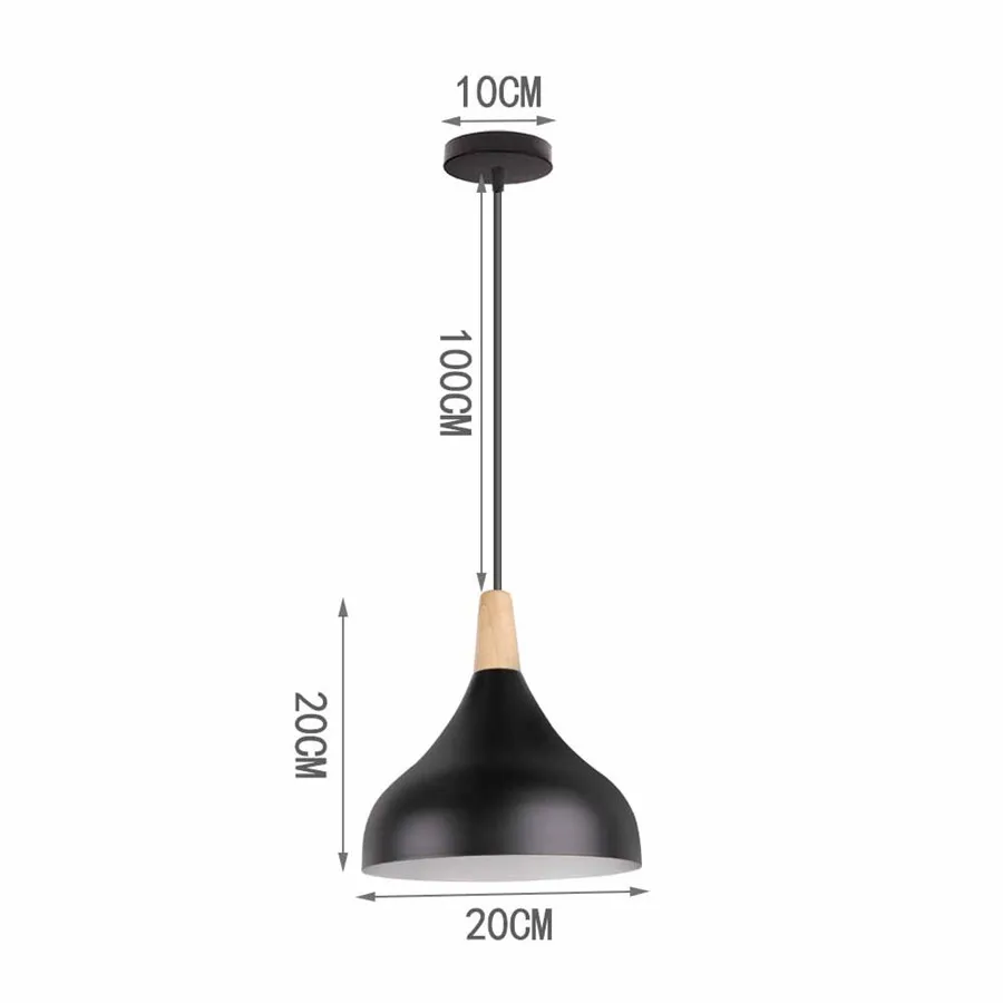 Modern Wood & Aluminum Pendant Ceiling Light E27 Dining Table Kitchen Bedside - Image 21