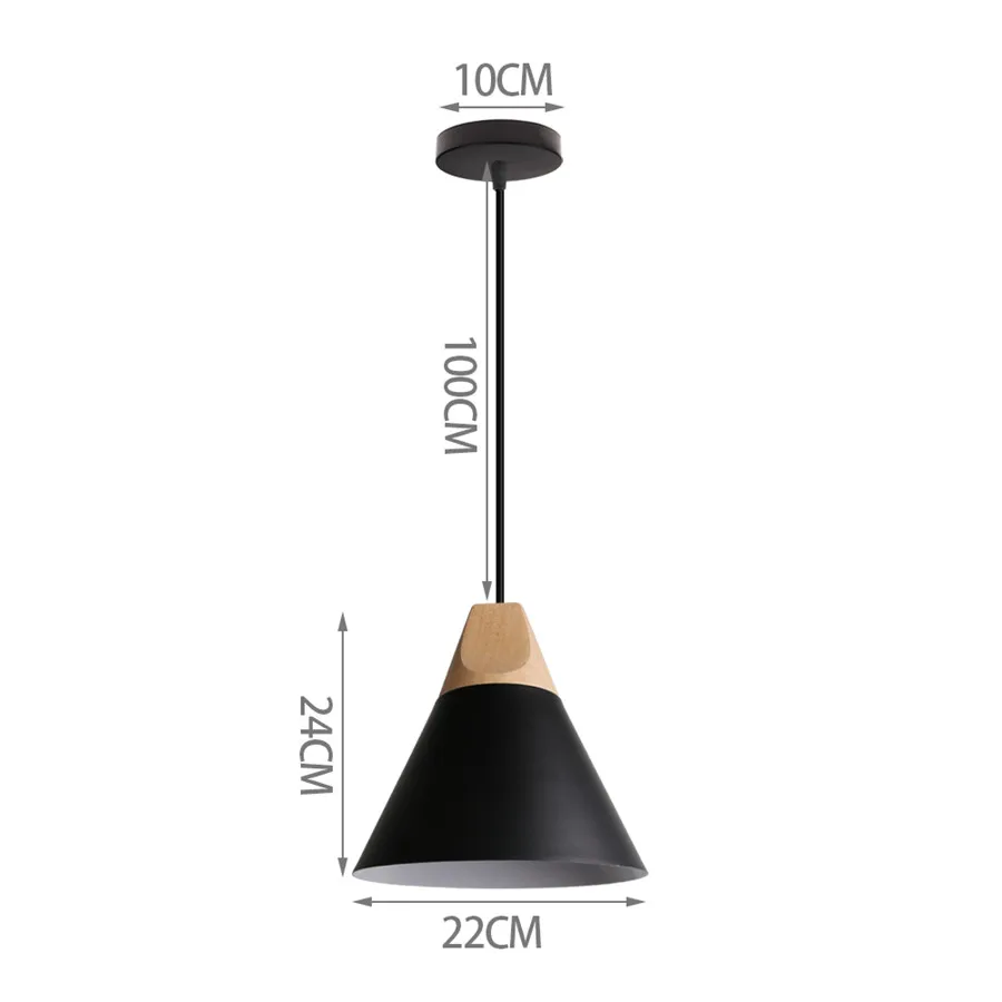 Modern Wood & Aluminum Pendant Ceiling Light E27 Dining Table Kitchen Bedside - Image 23