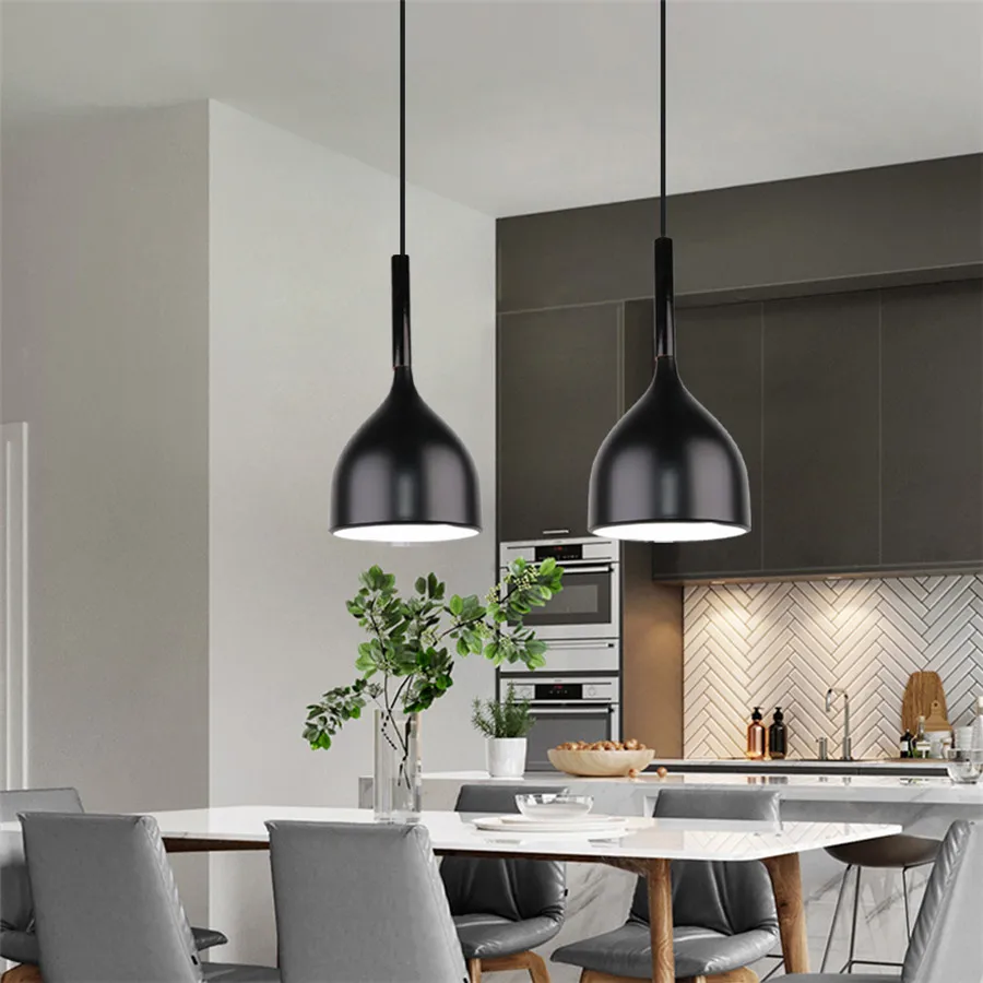 Modern Wood & Aluminum Pendant Ceiling Light E27 Dining Table Kitchen Bedside - Image 4