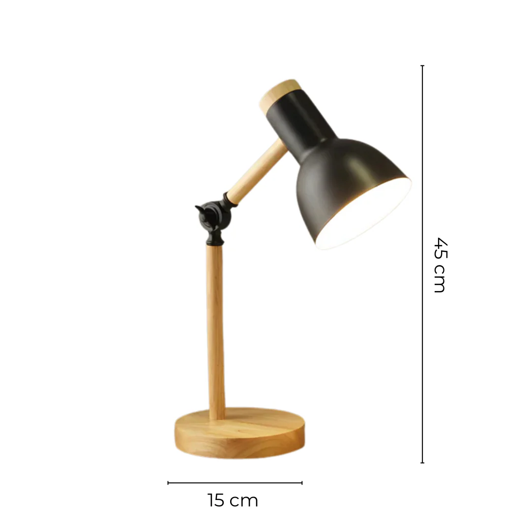 Modern Wood & Metal Adjustable LED Table Lamp E27 Bedside Desk Light - Image 6