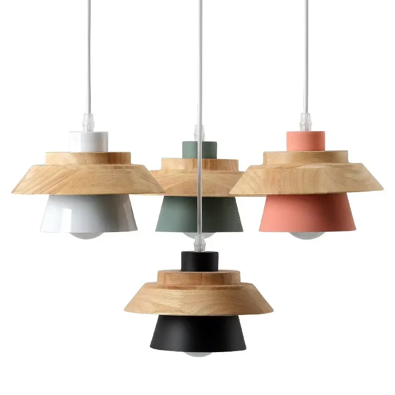 Modern Wood Pendant Light Nordic Macaron Hanging Lamp for Living Room Bedside Decor - Image 6