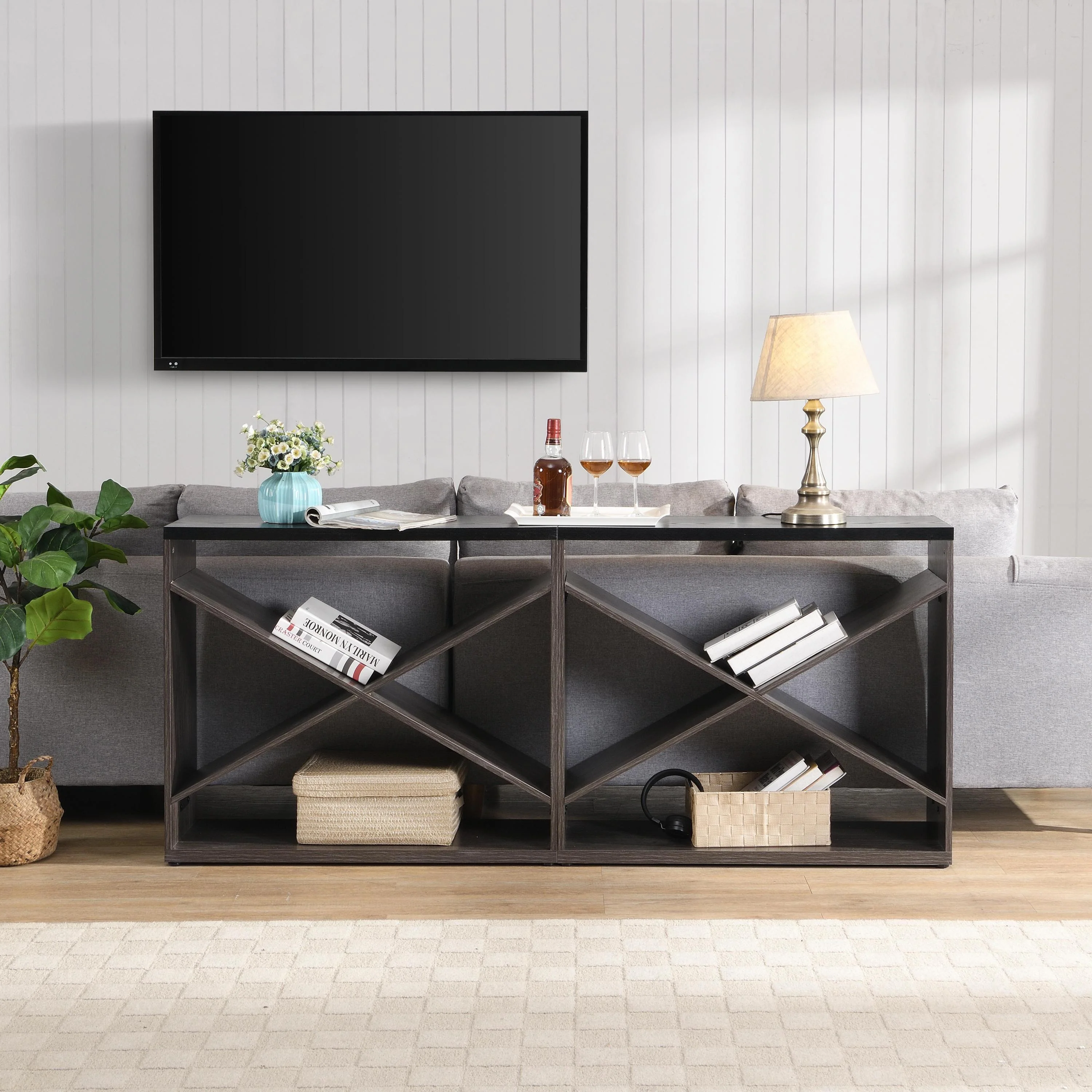 Modern X-Frame Console Table – Elegant Entryway and Office Storage - Image 3
