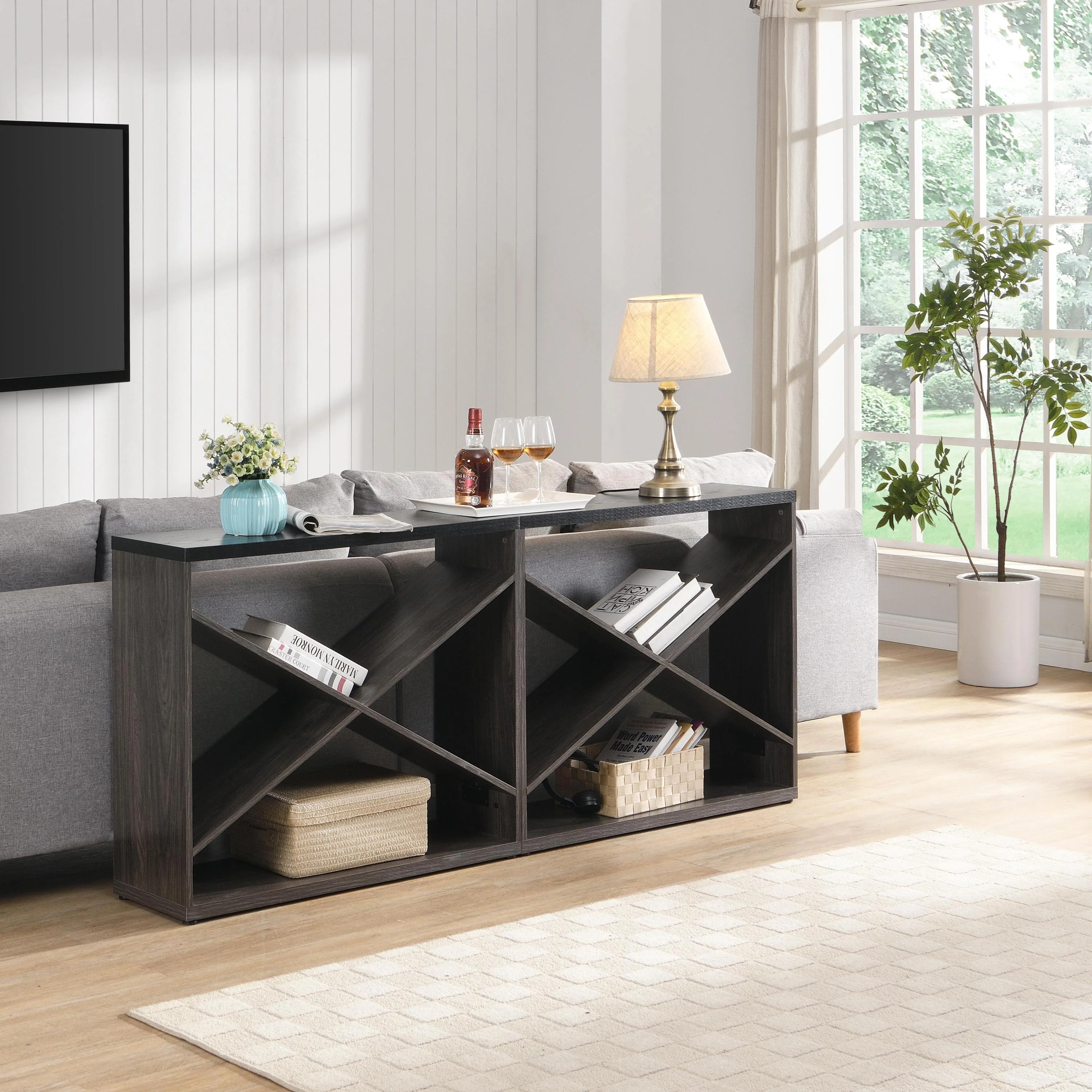 Modern X-Frame Console Table – Elegant Entryway and Office Storage - Image 4