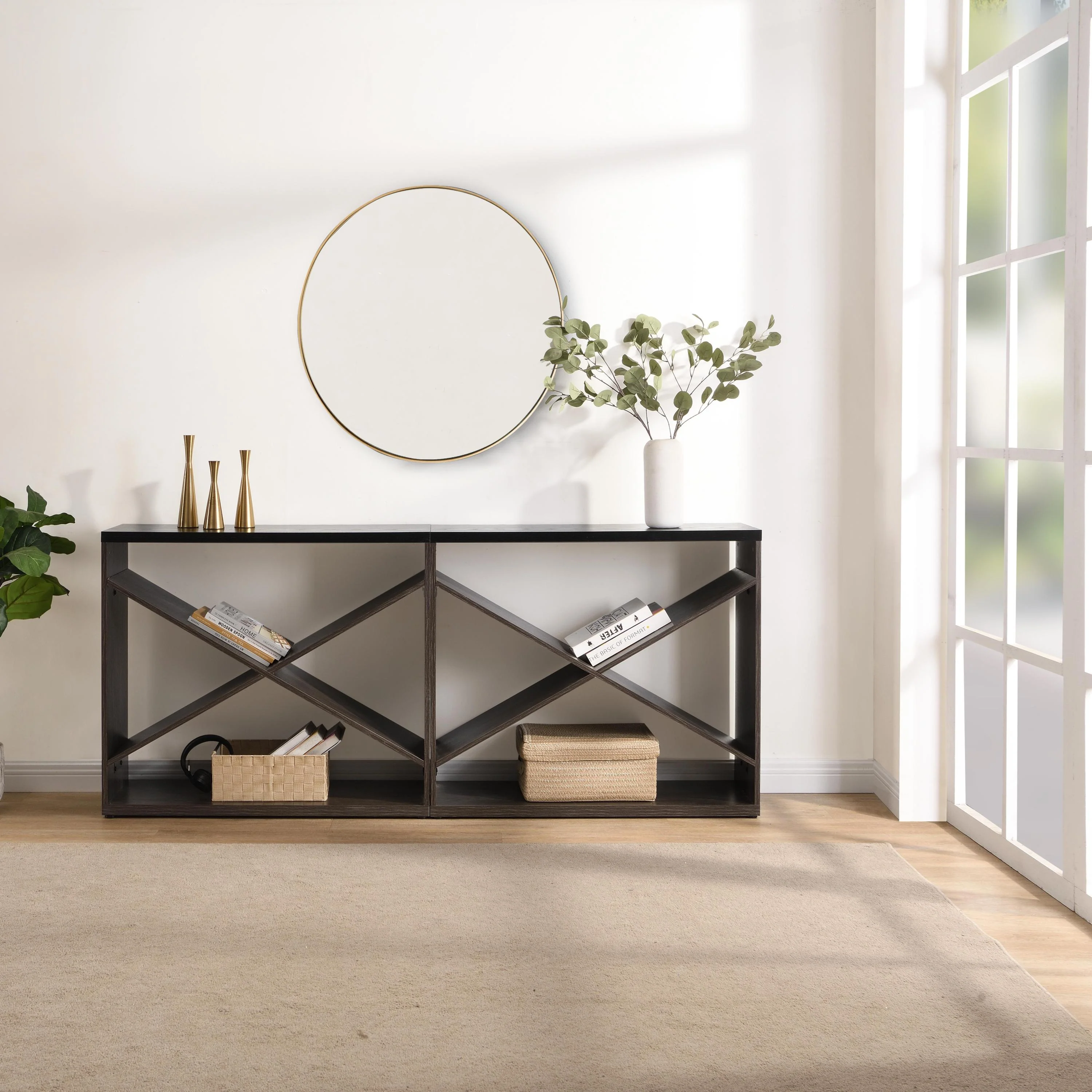 Modern X-Frame Console Table – Elegant Entryway and Office Storage - Image 5
