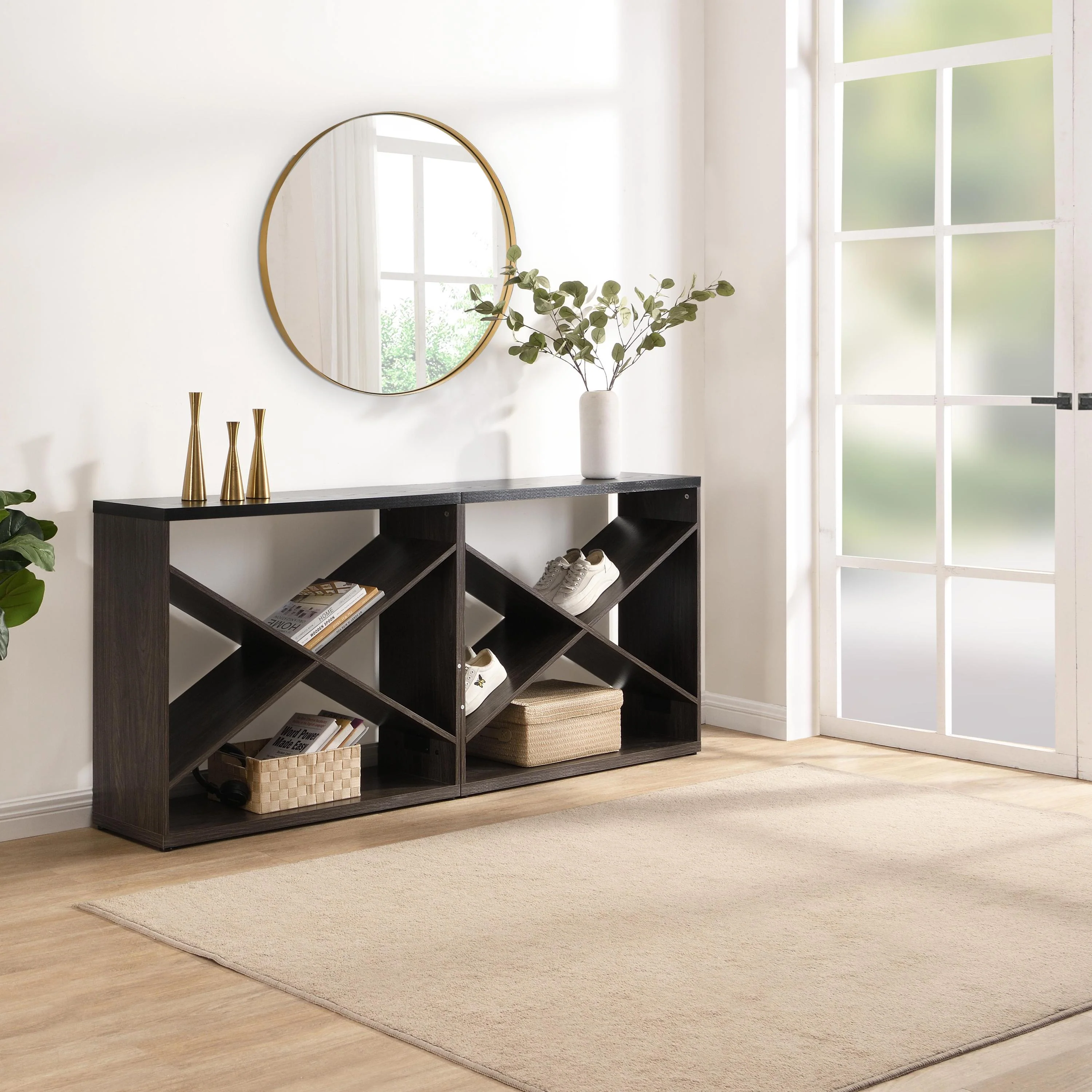 Modern X-Frame Console Table – Elegant Entryway and Office Storage - Image 6