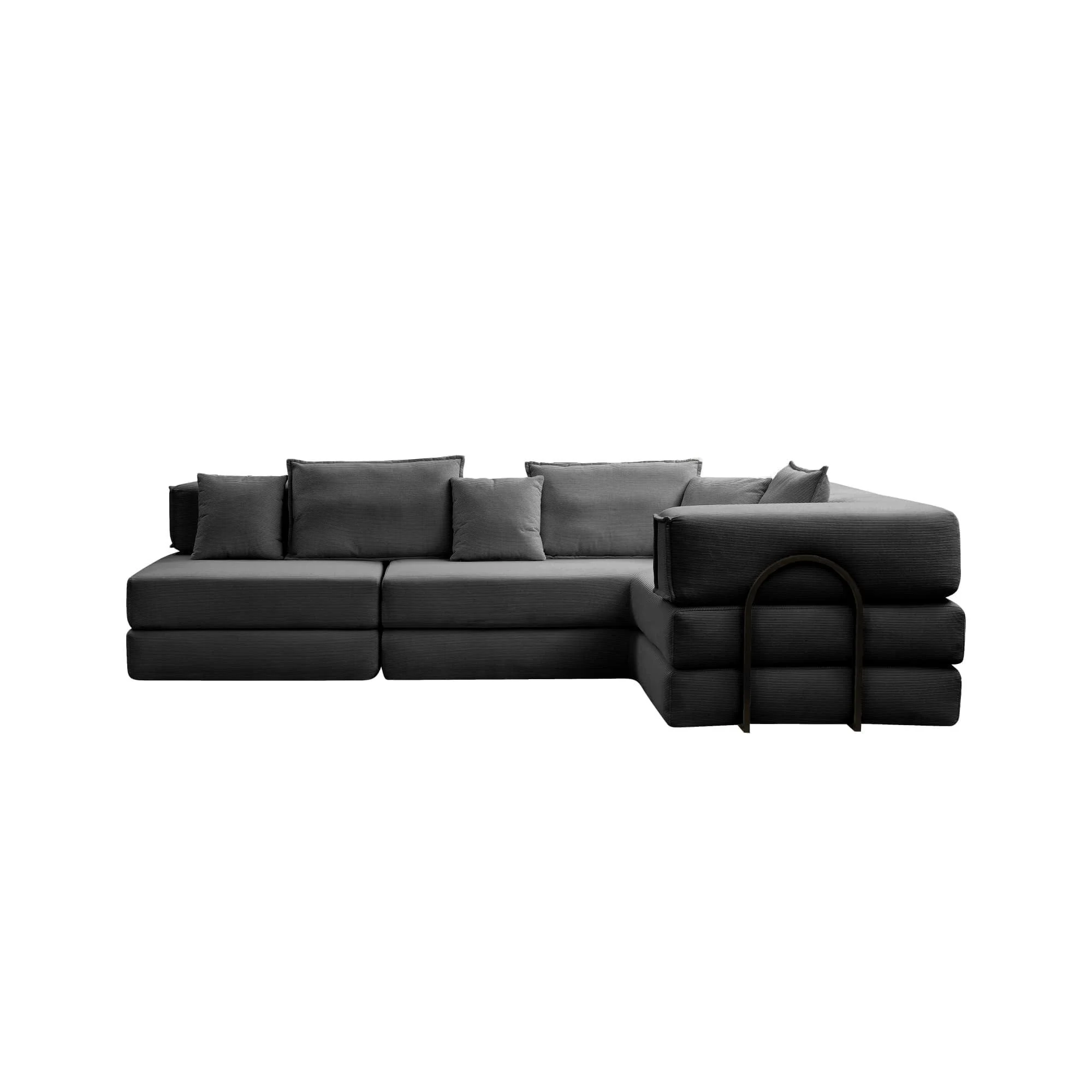 Modular L Shaped Floor Living Room Sofa Set With 6 Pillows - Image 2