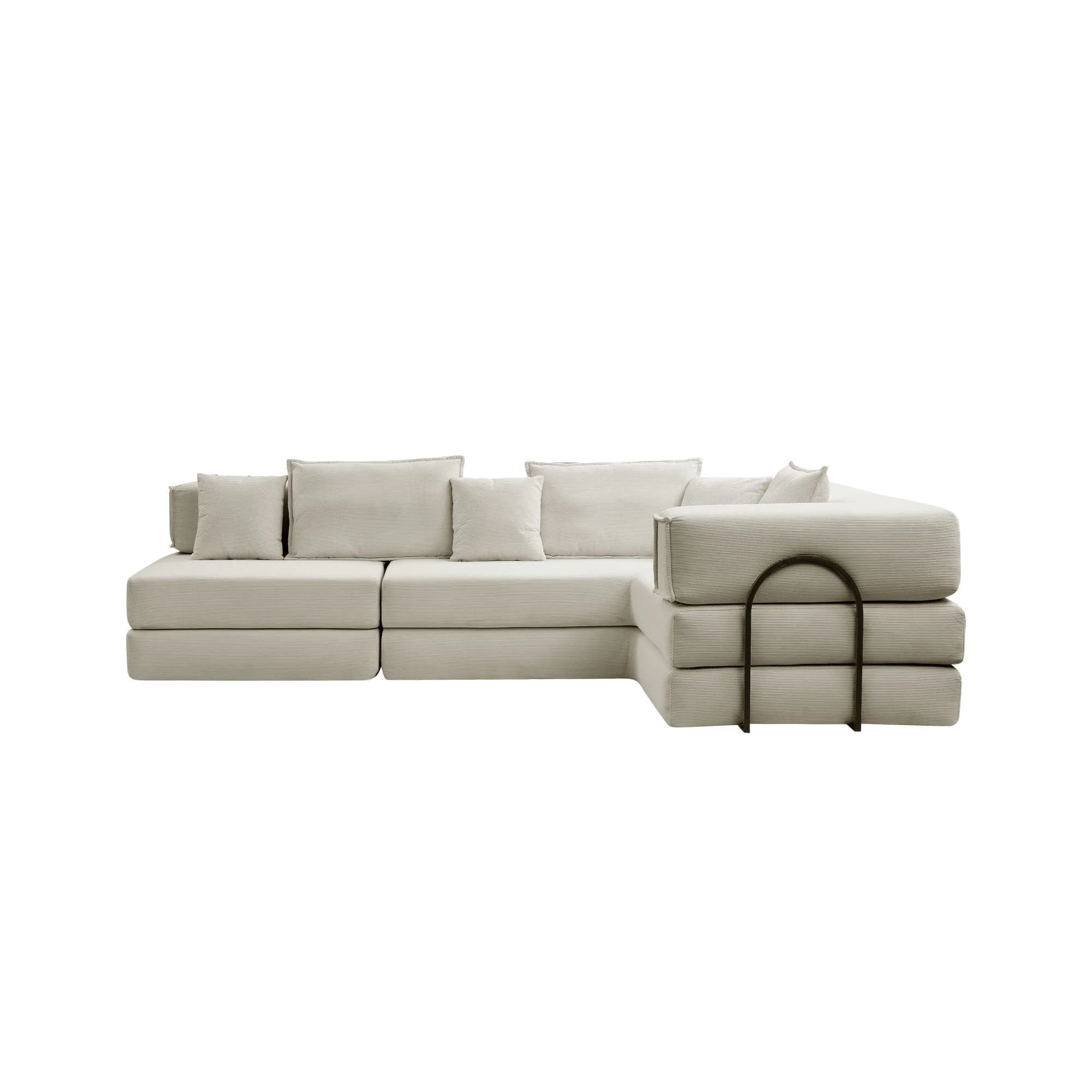 Modular L Shaped Floor Living Room Sofa Set With 6 Pillows - Image 3