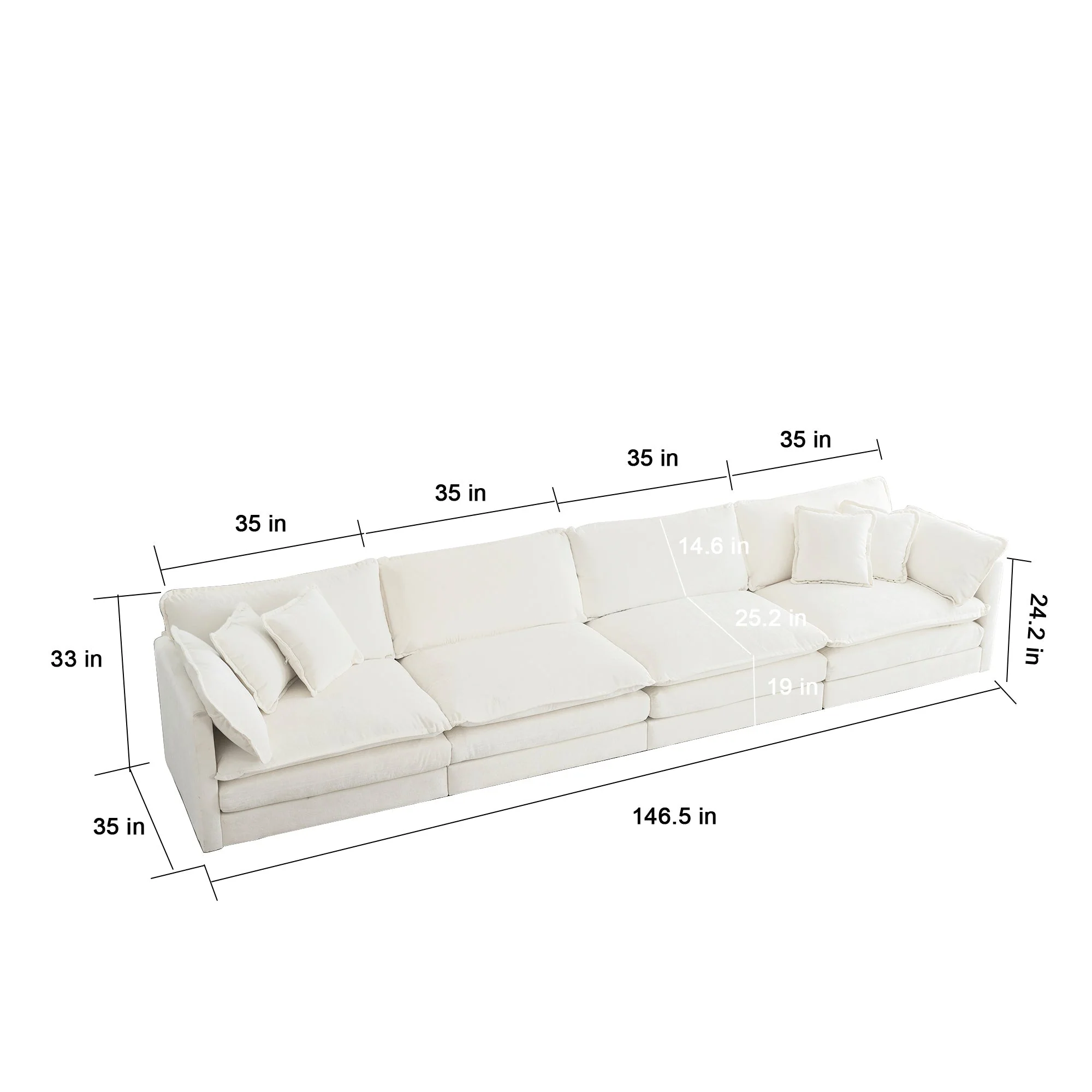 Modular Sectional Sofa for Living Room, U Shaped Couch 5 Seater Convertible with Ottoman - Image 8