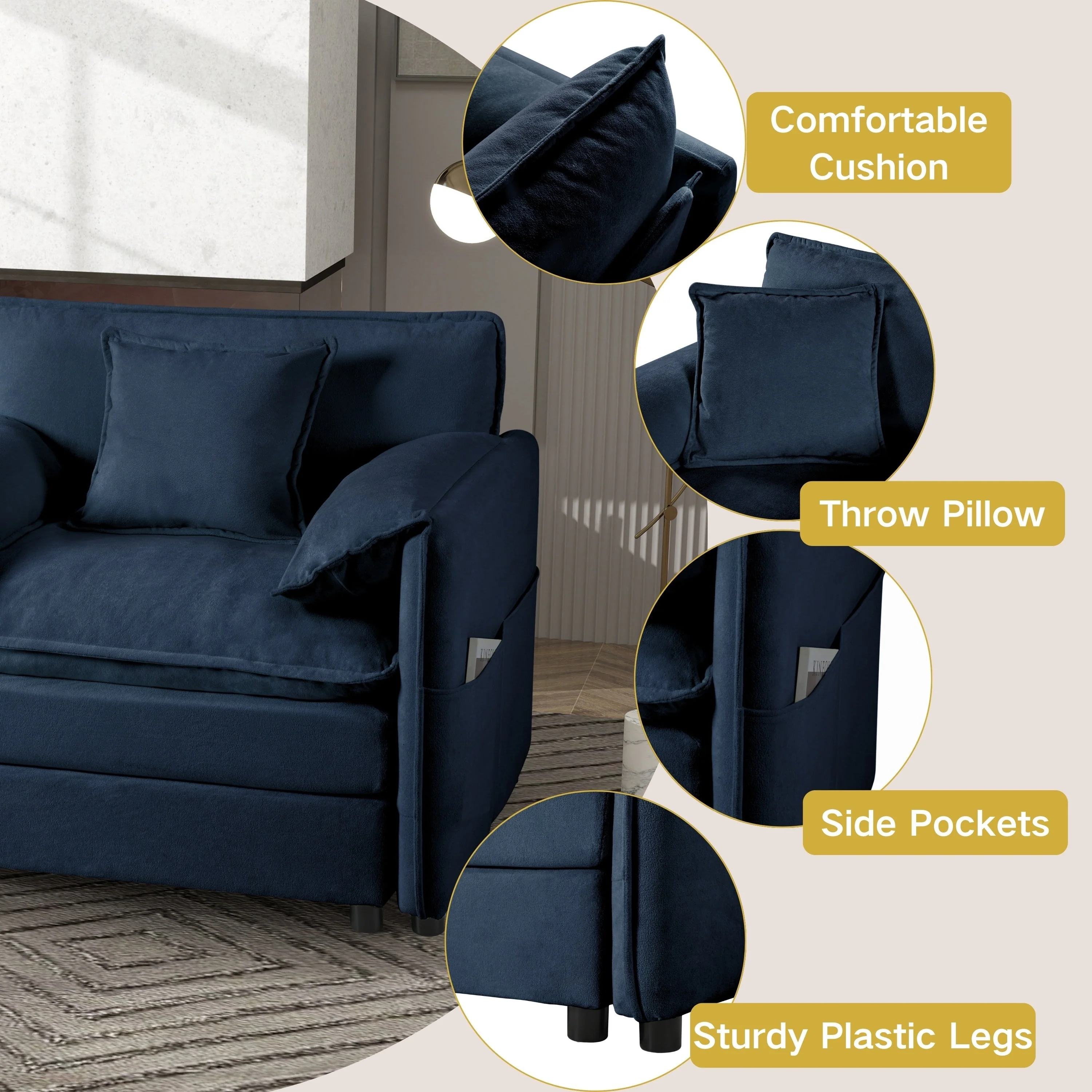 Modular Sectional Sofa Oversized Deep Seat L Shaped Couch Set for Living Room - Image 5