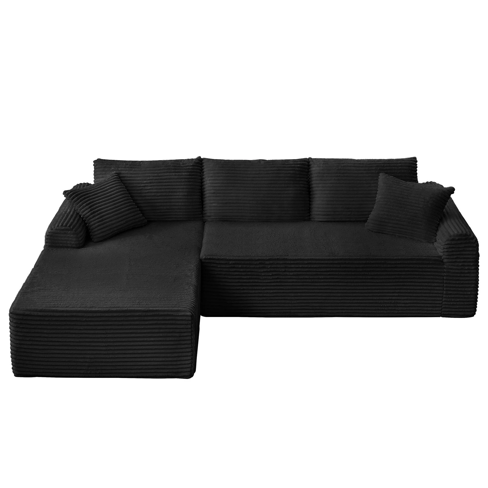 Modular Sectional With Arched Armrests, Includes 3 Back Cushions & 2 Throw Pillows - Image 2