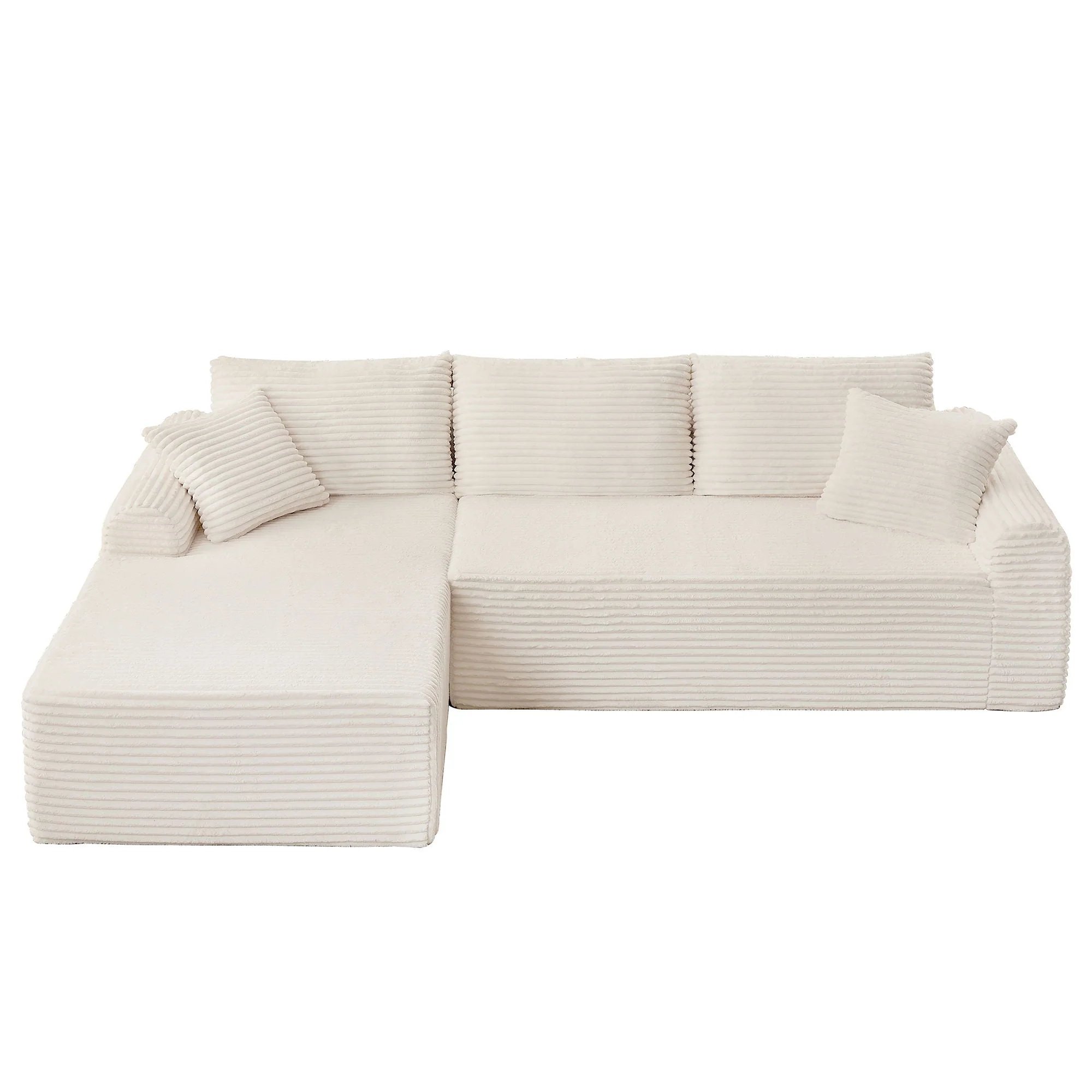 Modular Sectional With Arched Armrests, Includes 3 Back Cushions & 2 Throw Pillows - Image 3