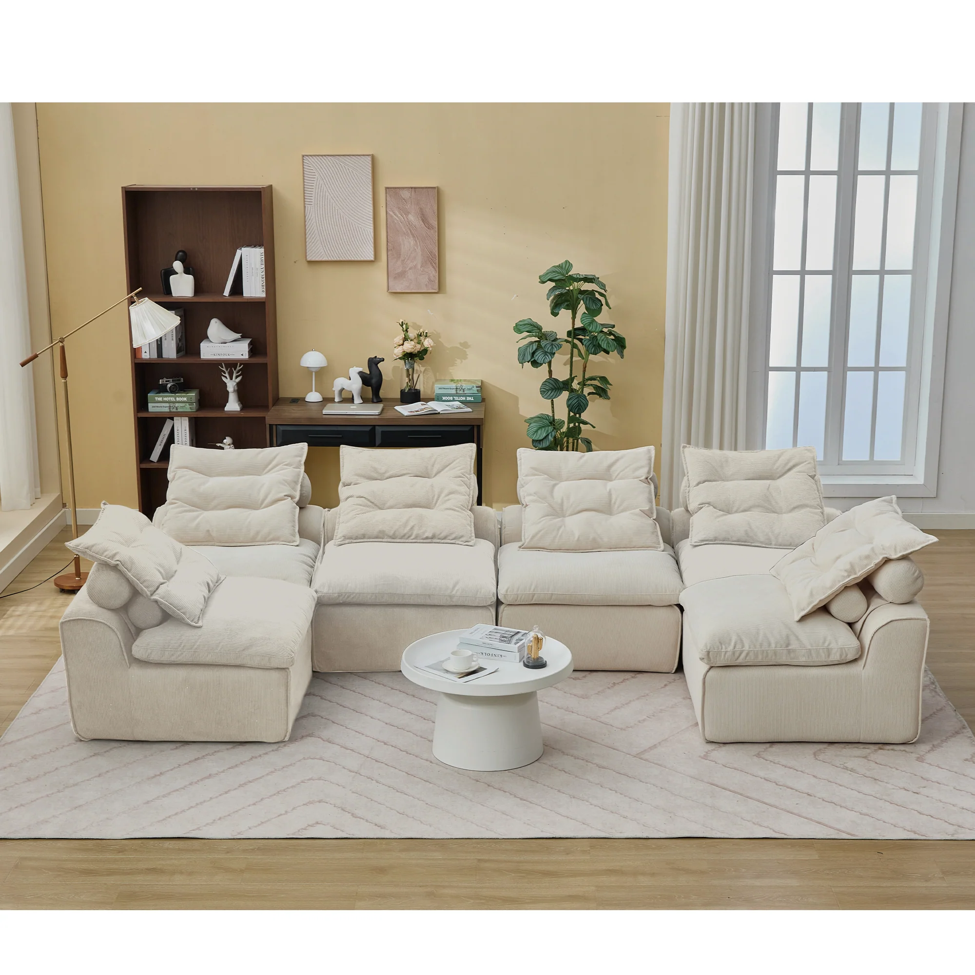 Modular Sofa 6-Piece Set in Beige Corduroy by GigaTech - Image 5