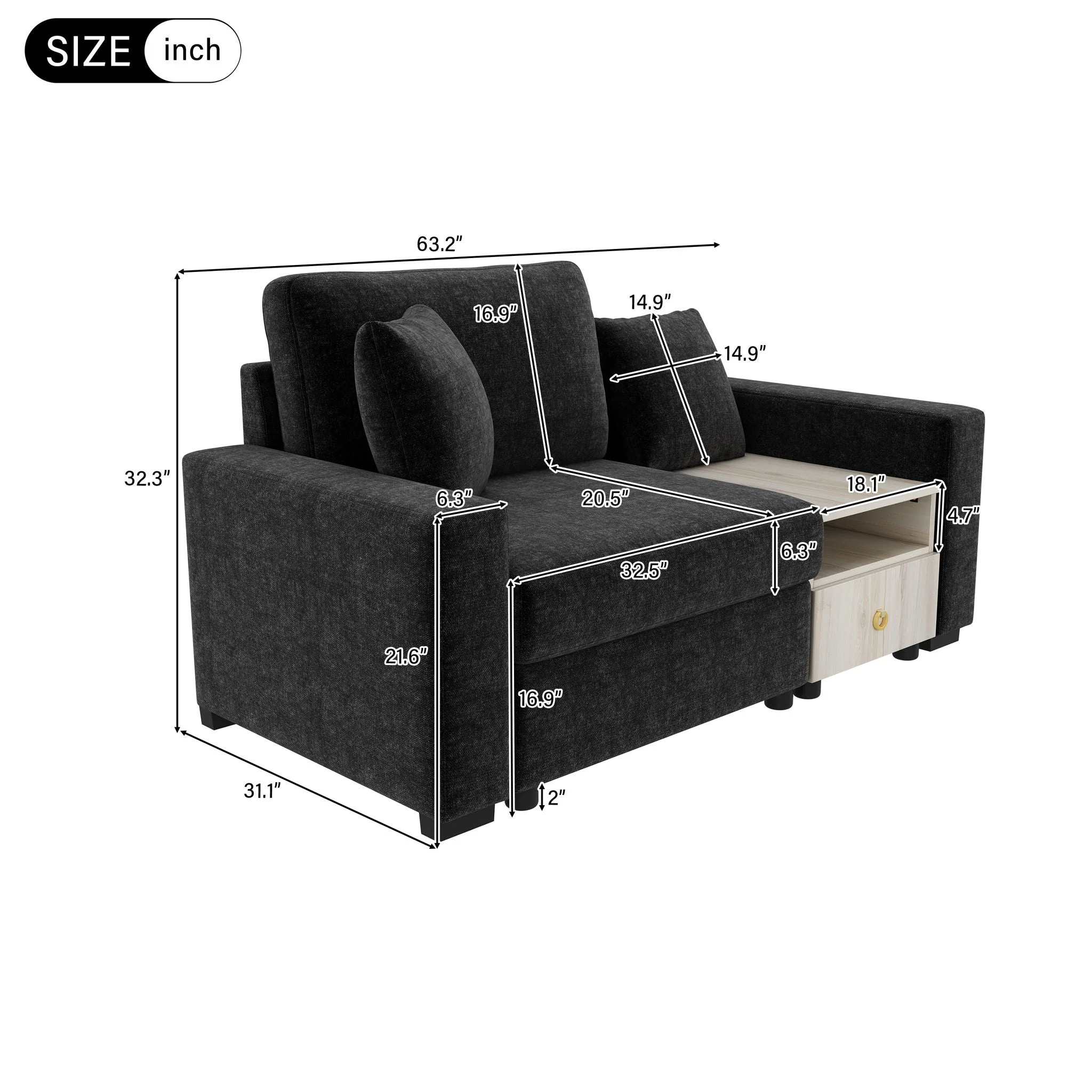 Modular Sofa Couch With Storage Armrest and Center Console - Image 15