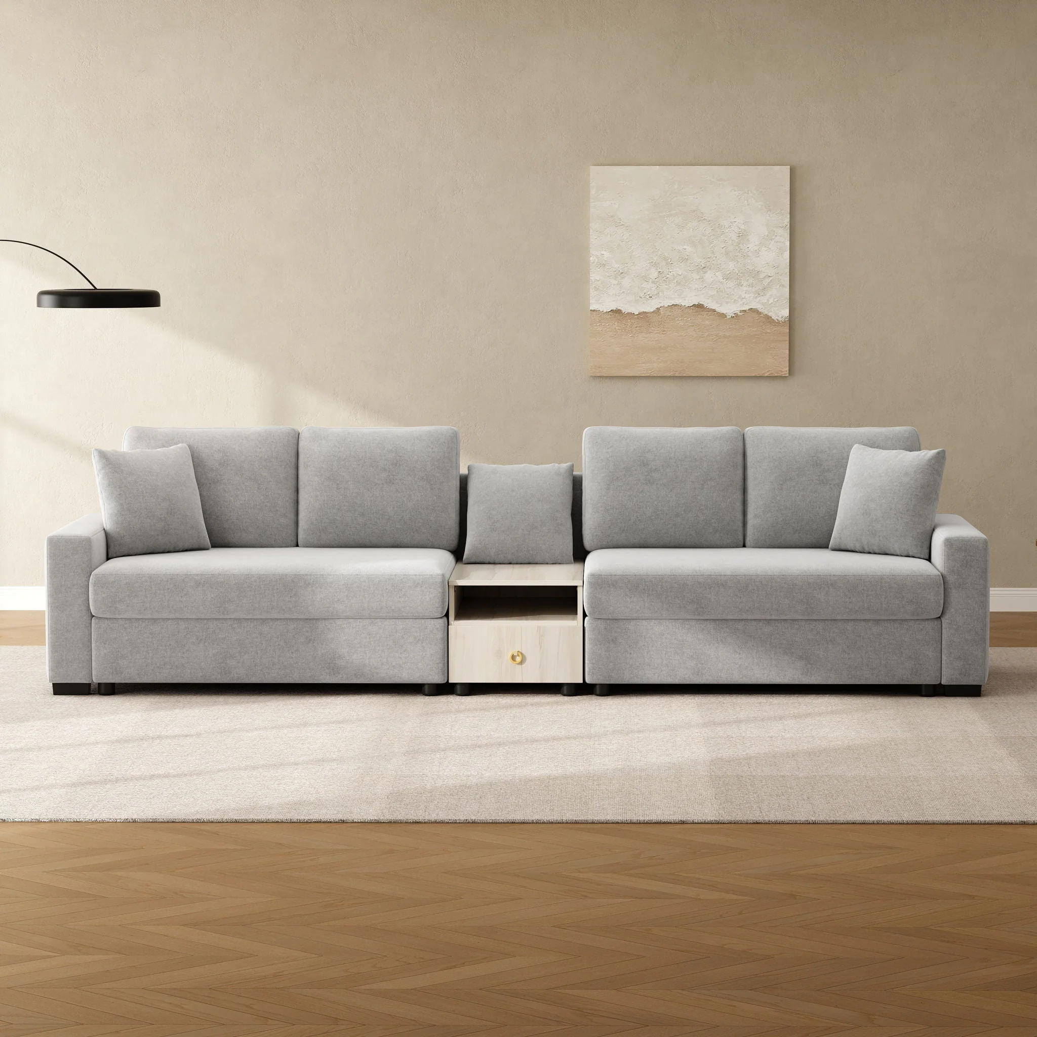 Modular Sofa Couch With Storage Armrest and Center Console - Image 18