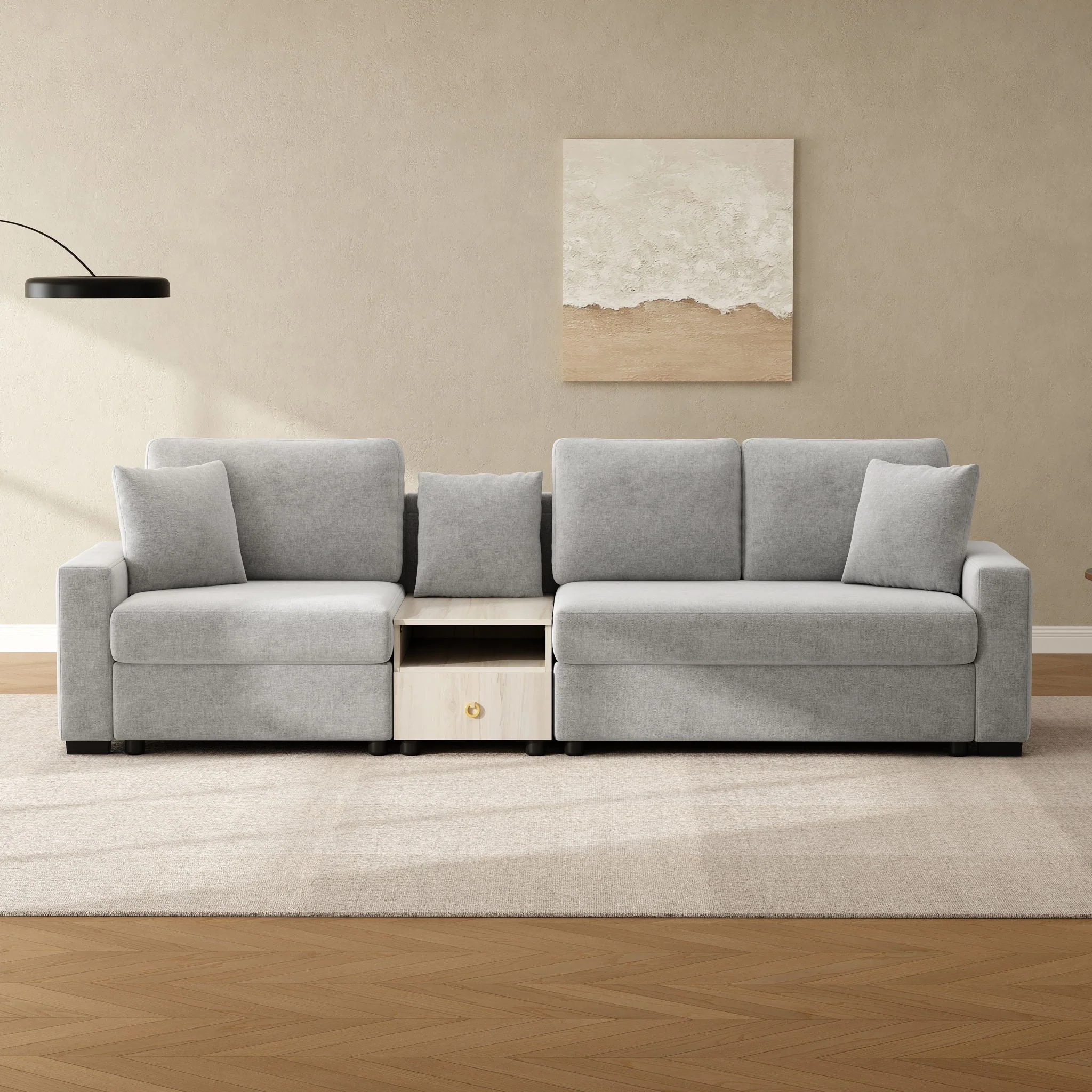 Modular Sofa Couch With Storage Armrest and Center Console - Image 19
