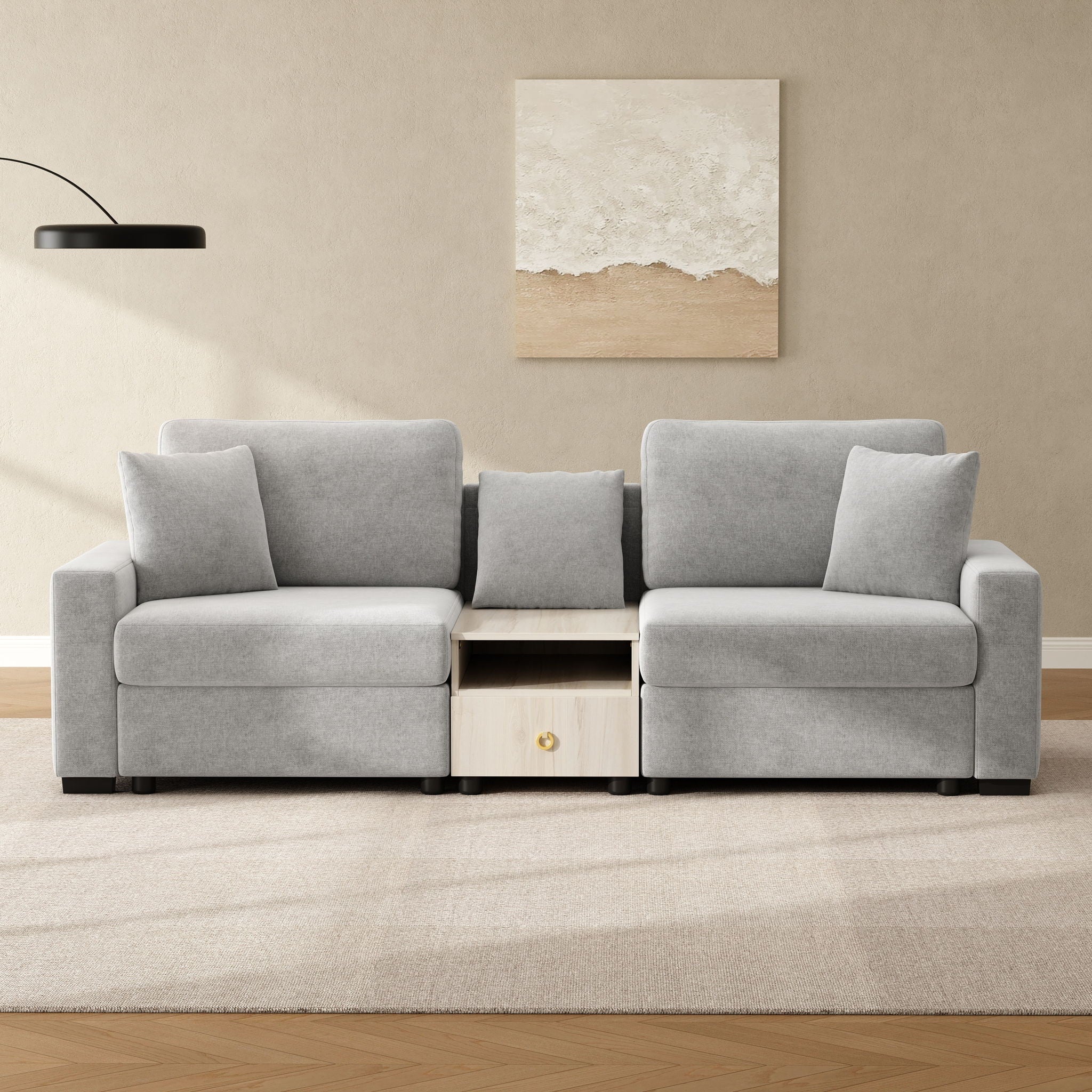 Modular Sofa Couch With Storage Armrest and Center Console - Image 21