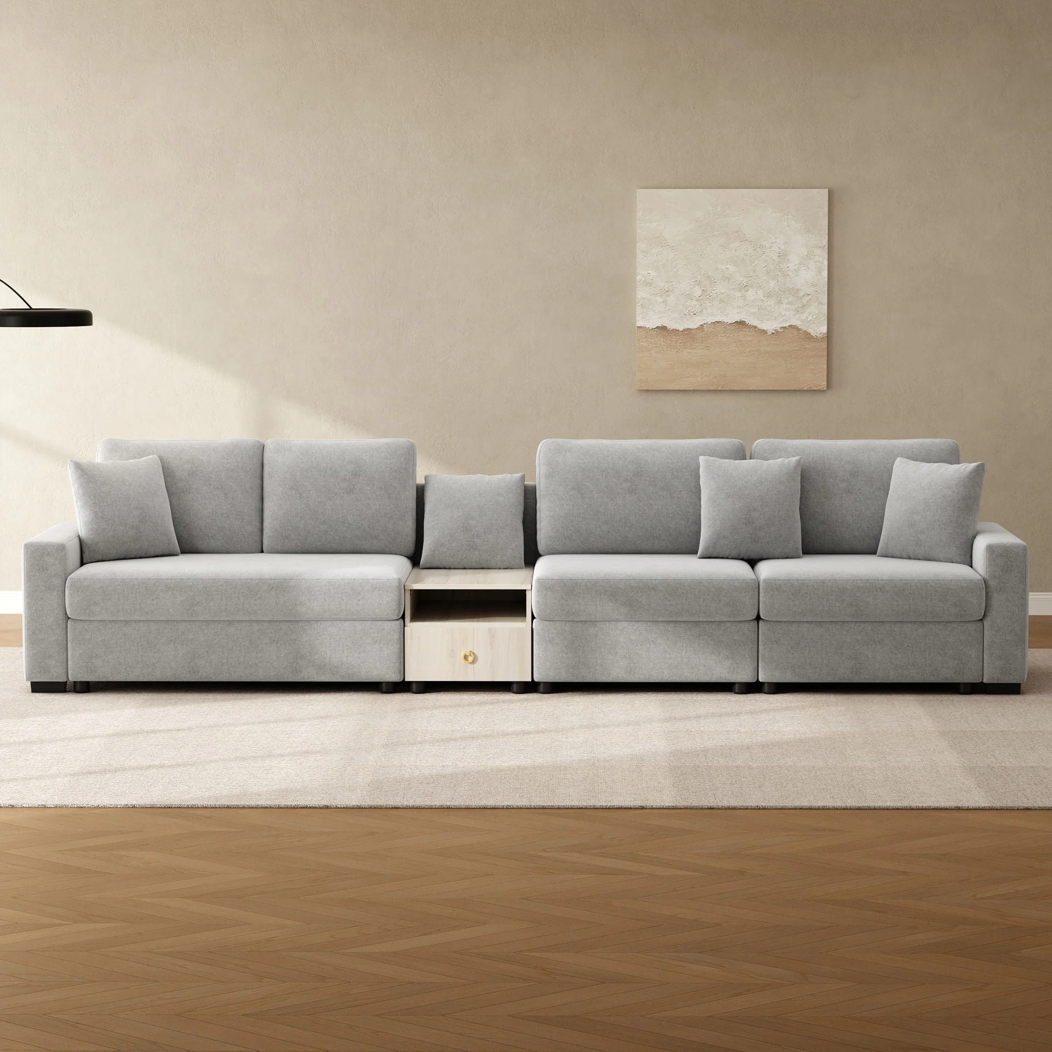 Modular Sofa Couch With Storage Armrest and Center Console - Image 24