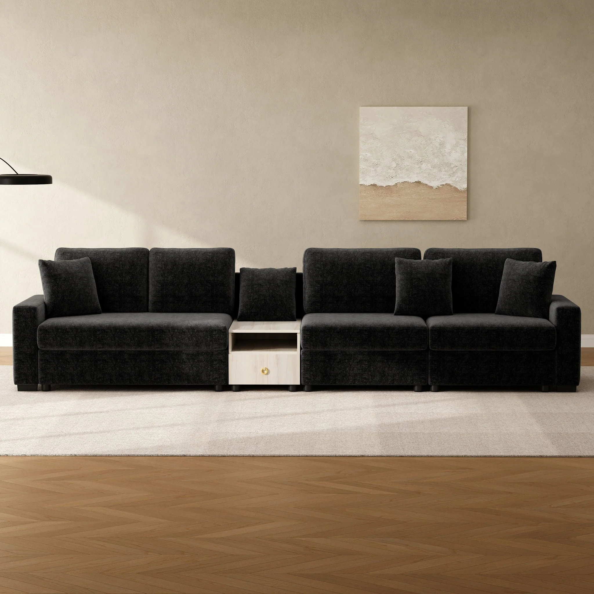 Modular Sofa Couch With Storage Armrest and Center Console - Image 28