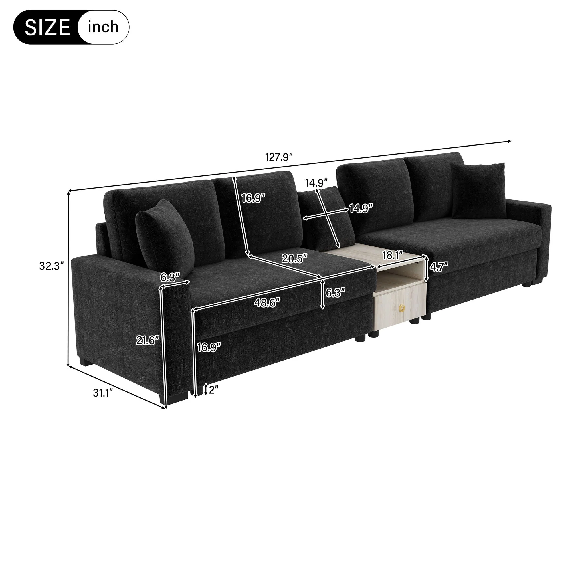 Modular Sofa Couch With Storage Armrest and Center Console - Image 30