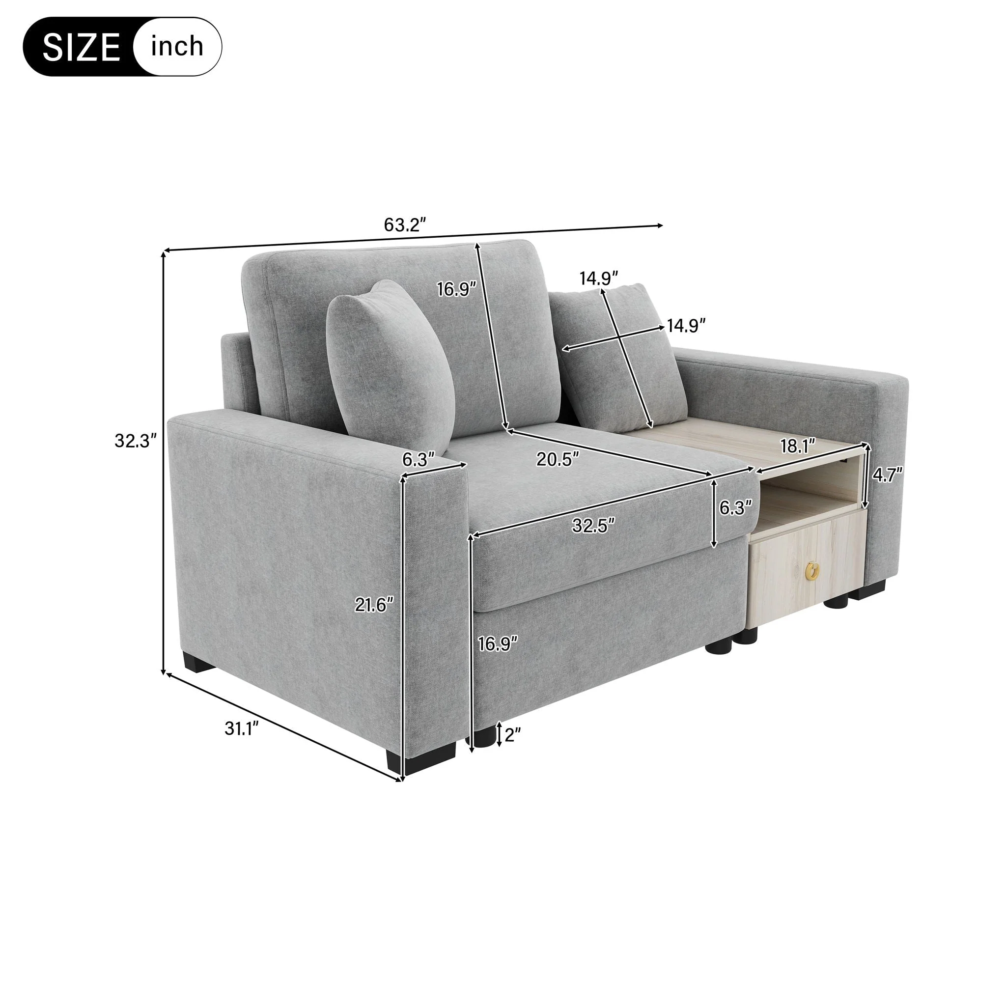 Modular Sofa Couch With Storage Armrest and Center Console - Image 31