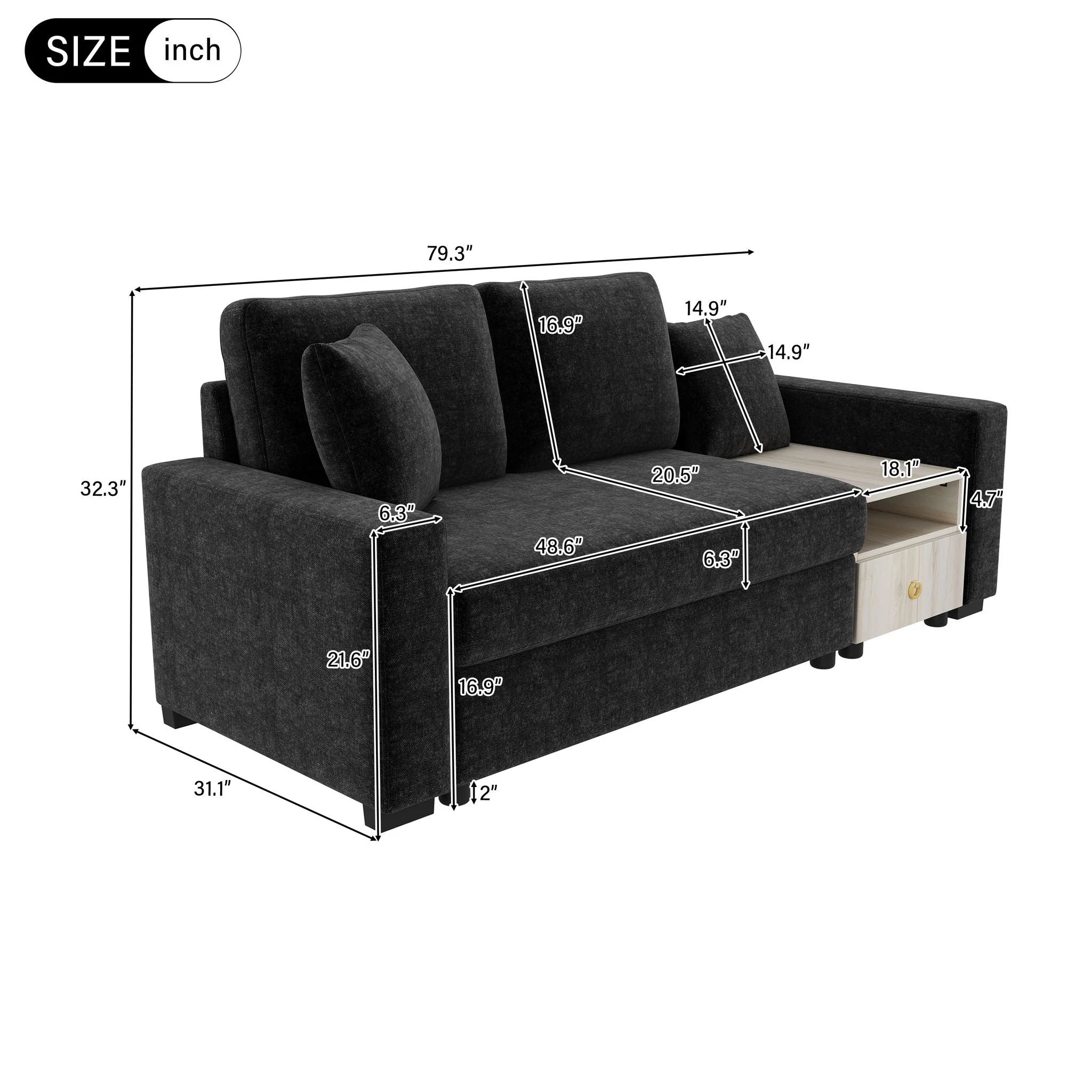 Modular Sofa Couch With Storage Armrest and Center Console - Image 32