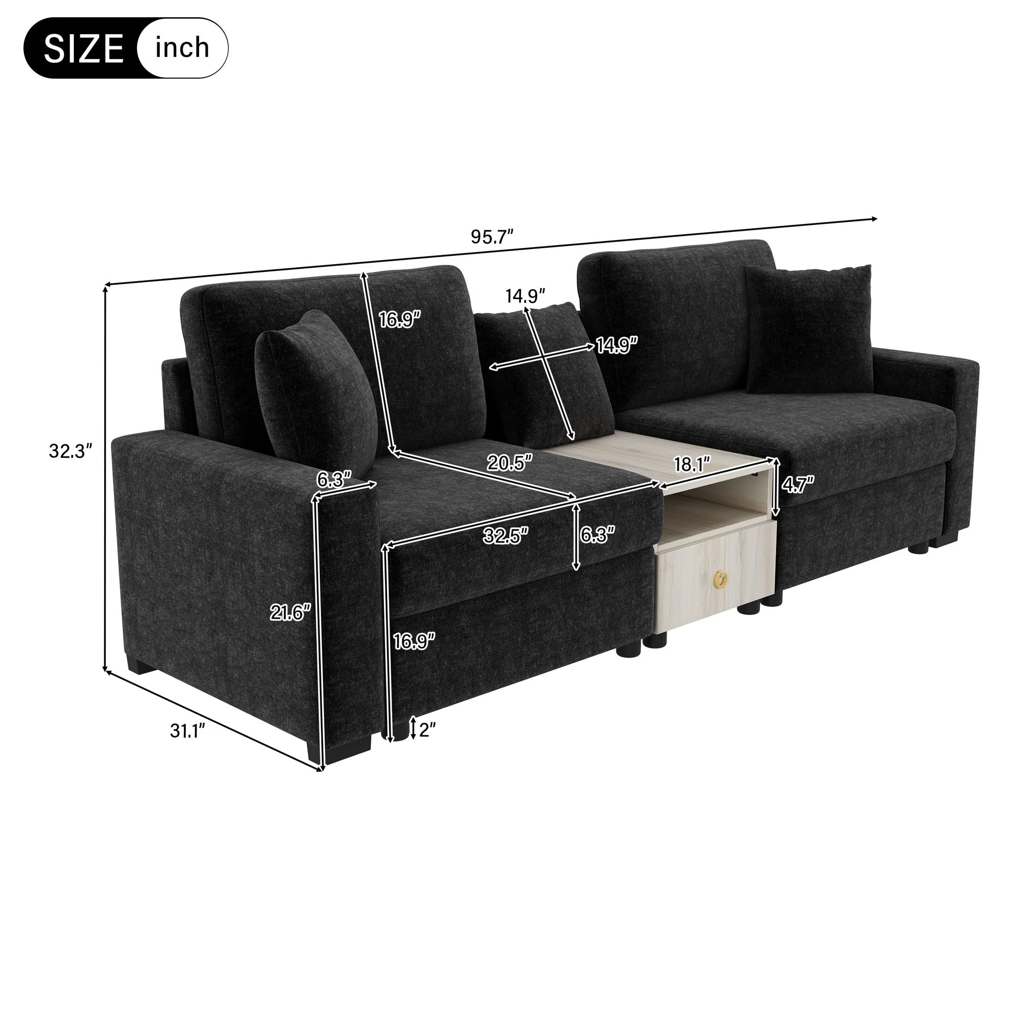 Modular Sofa Couch With Storage Armrest and Center Console - Image 33