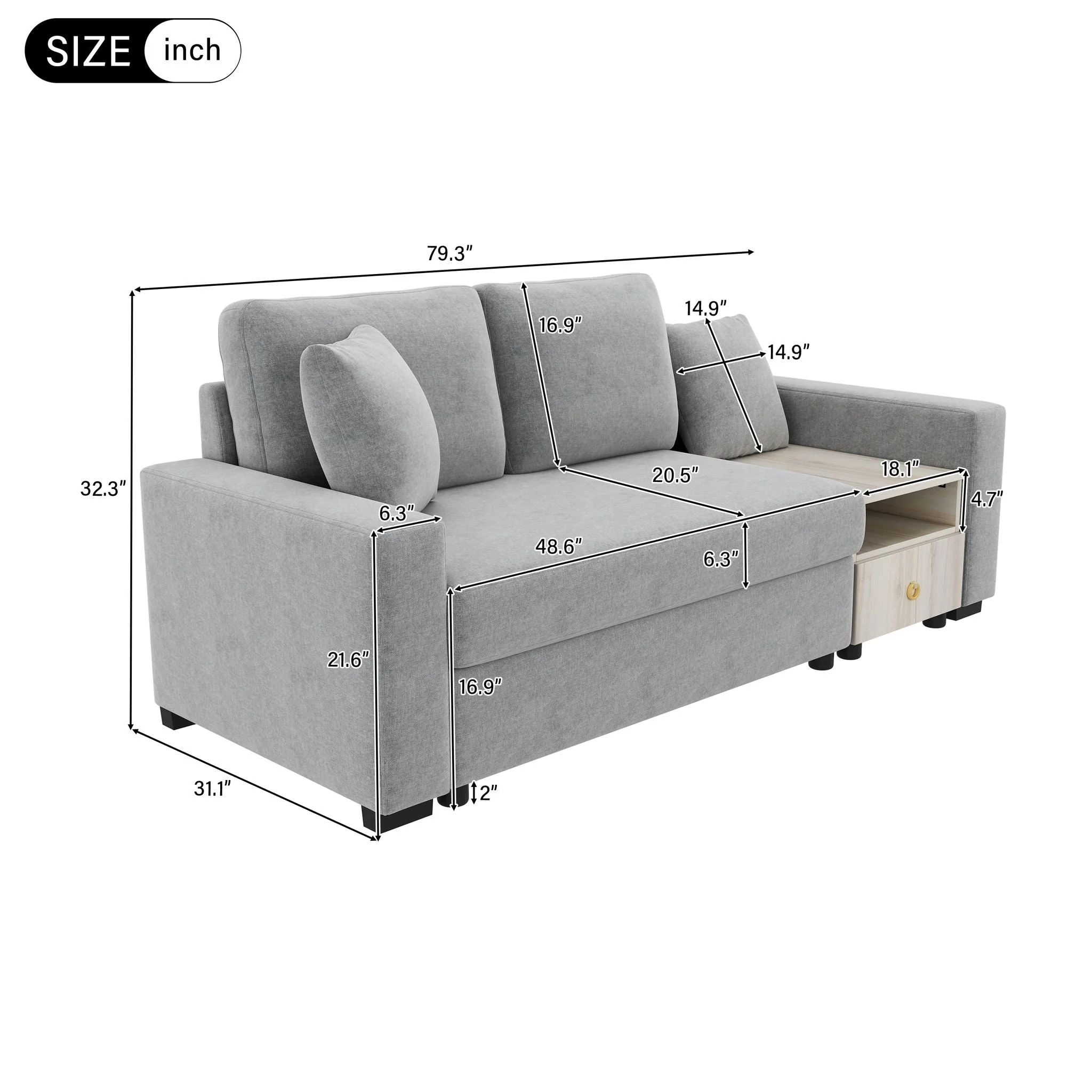 Modular Sofa Couch With Storage Armrest and Center Console - Image 34