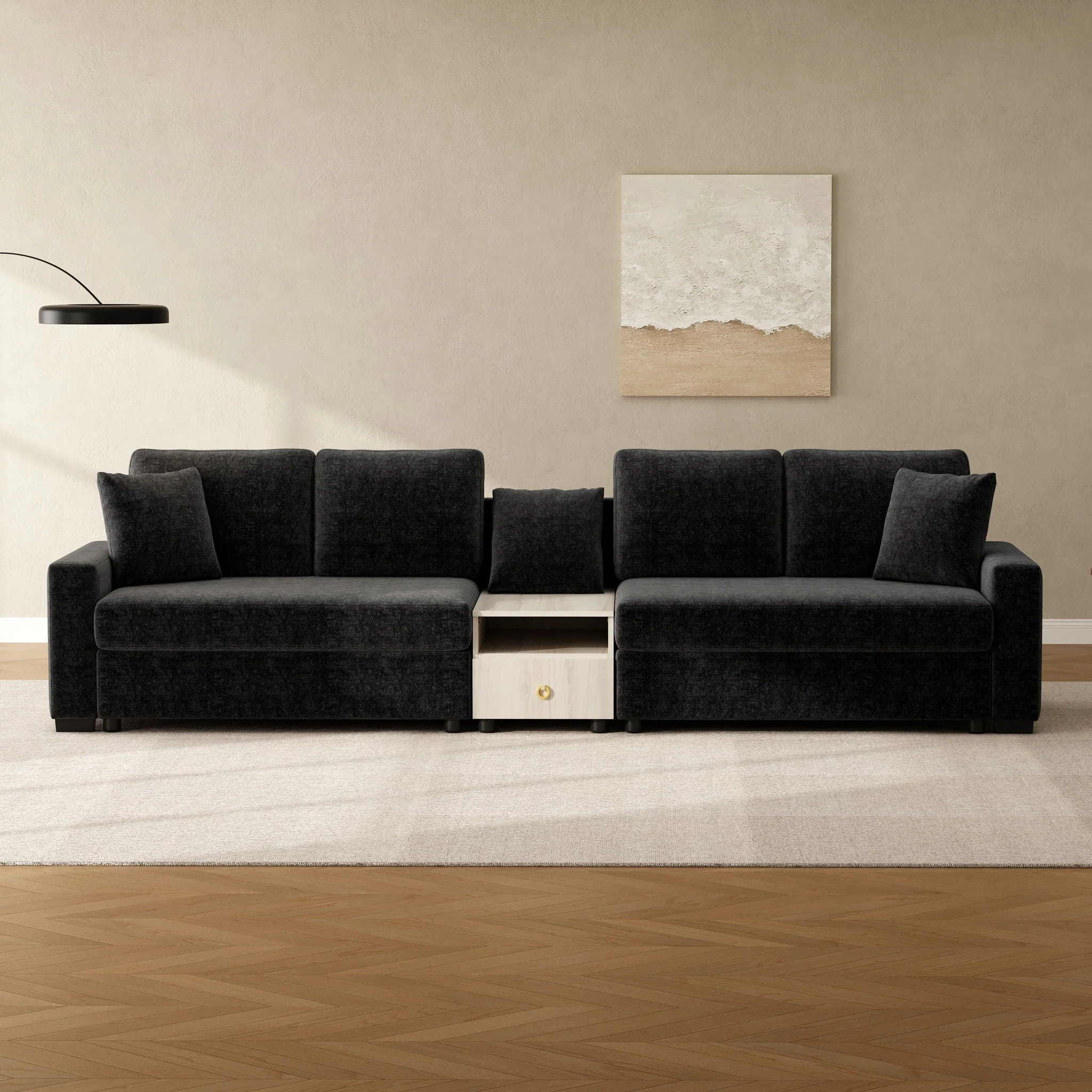 Modular Sofa Couch With Storage Armrest and Center Console - Image 36