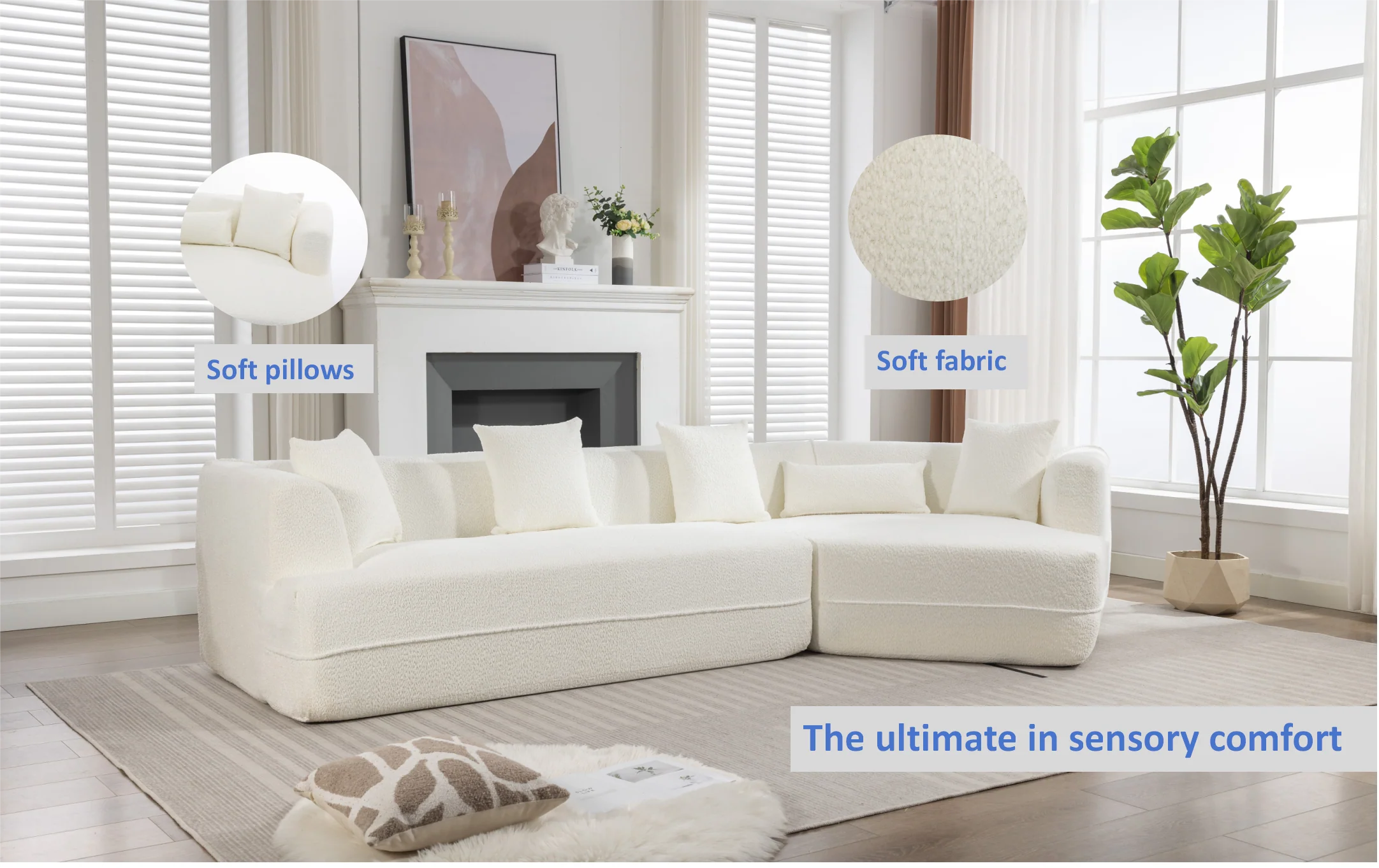 Modular Sofa Modern Minimalist Style Creamy-White - Image 10