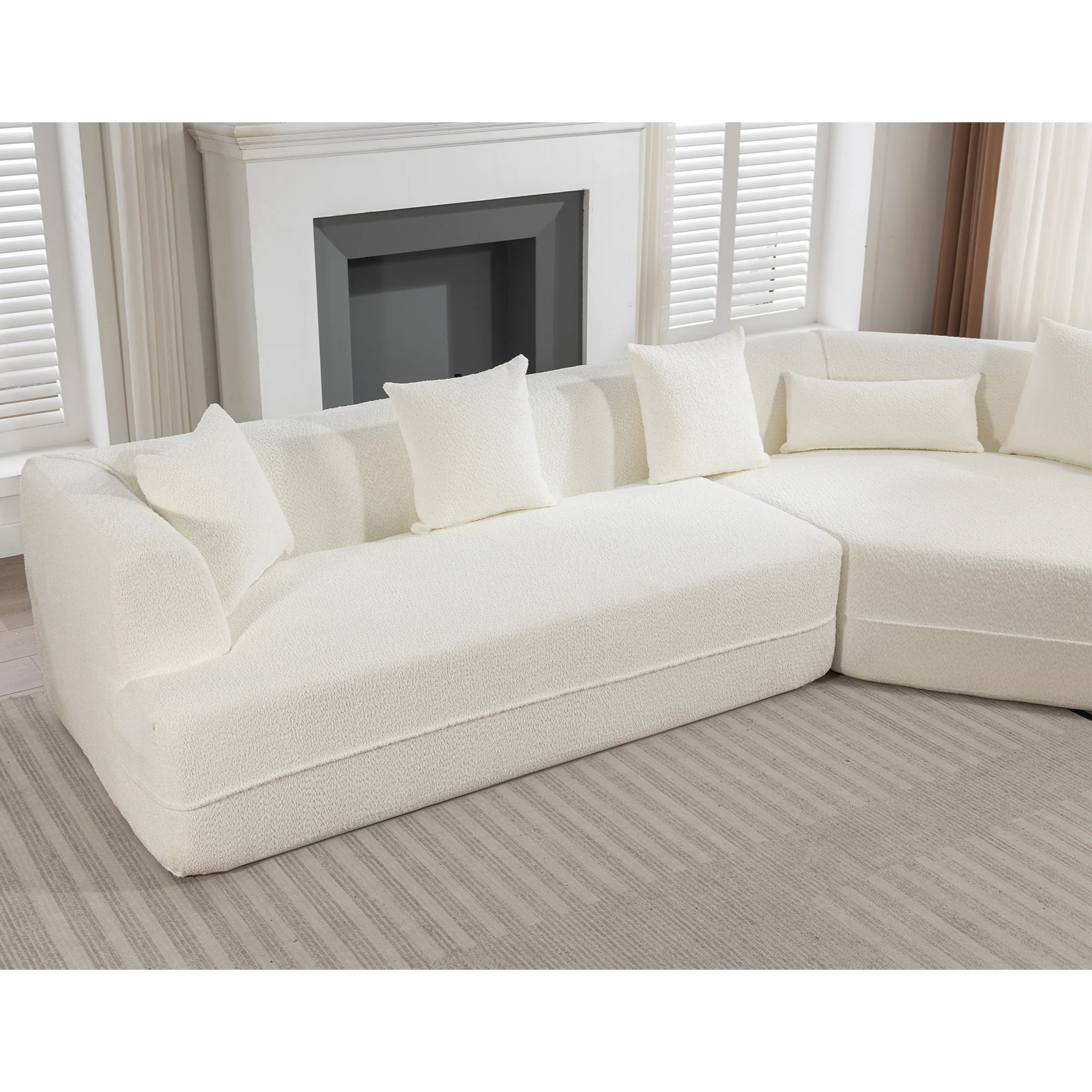 Modular Sofa Modern Minimalist Style Creamy-White - Image 11