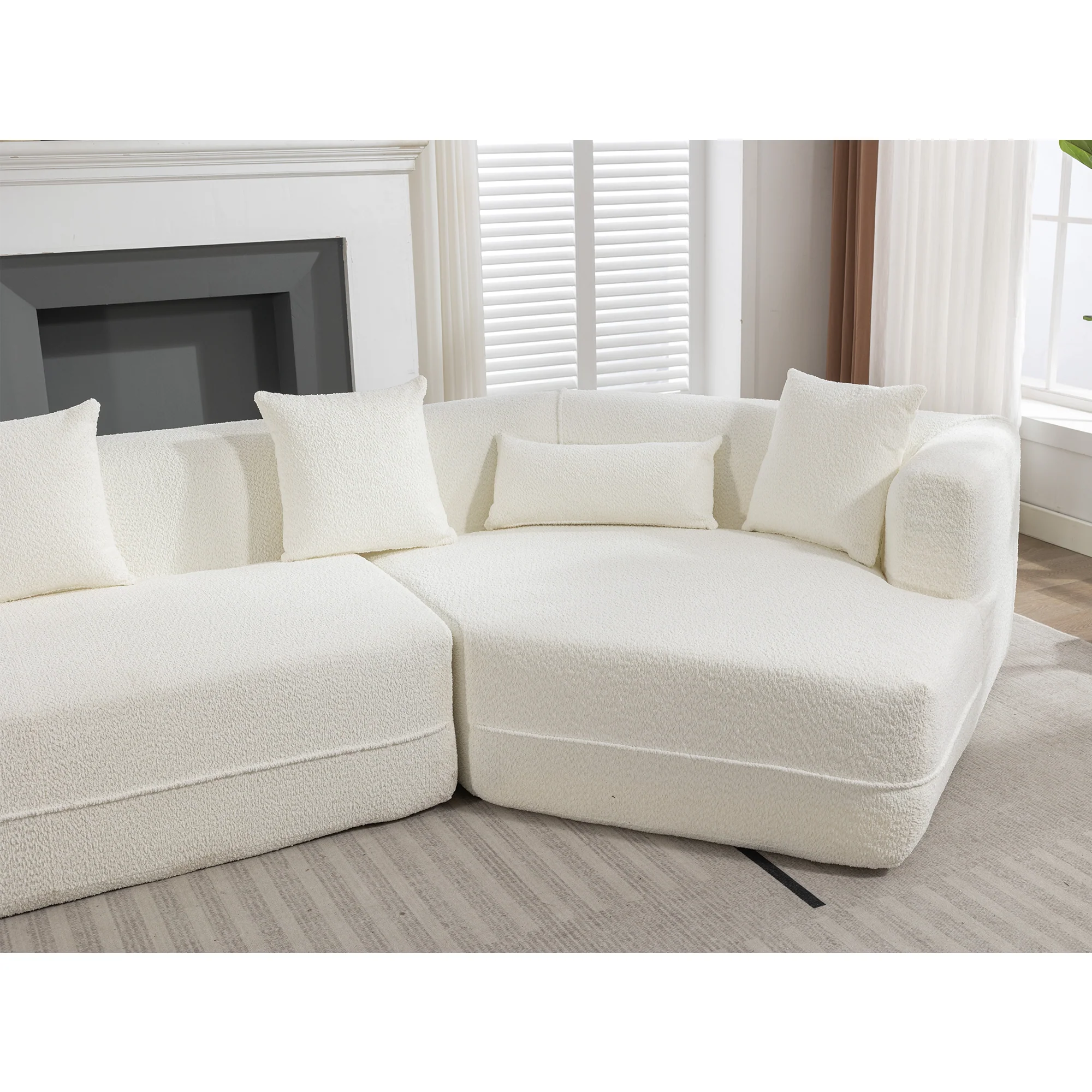 Modular Sofa Modern Minimalist Style Creamy-White - Image 12
