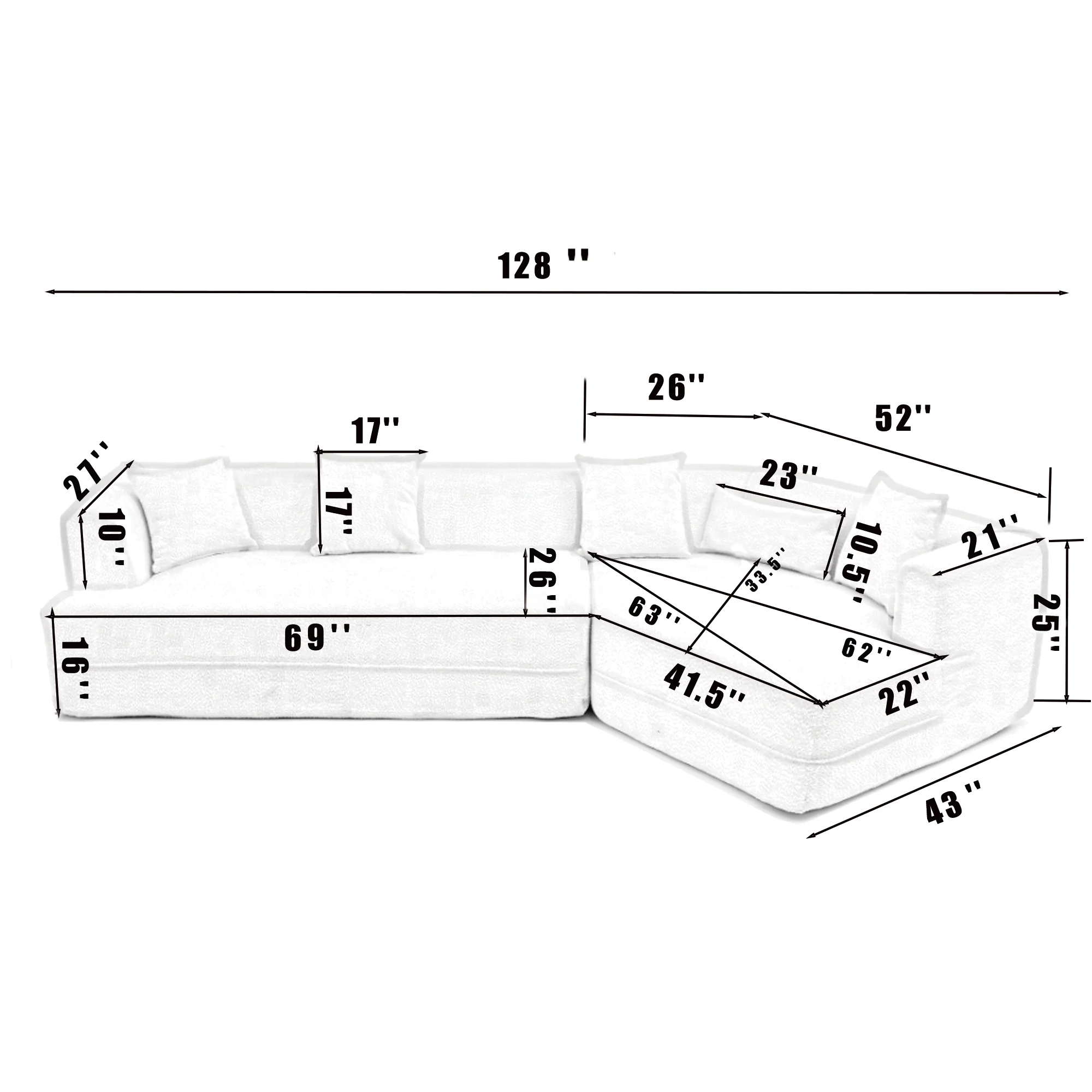 Modular Sofa Modern Minimalist Style Creamy-White - Image 18