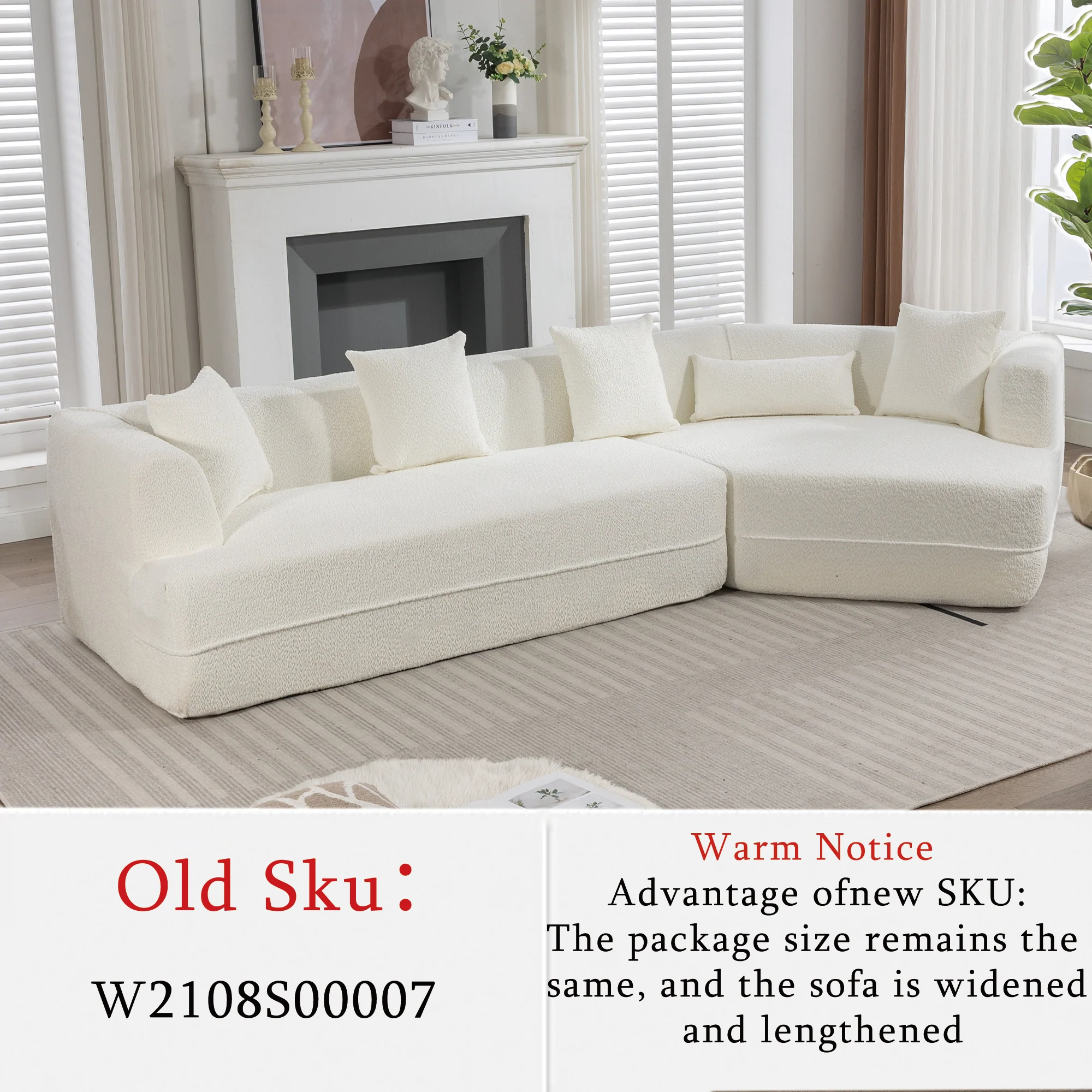 Modular Sofa Modern Minimalist Style Creamy-White - Image 2