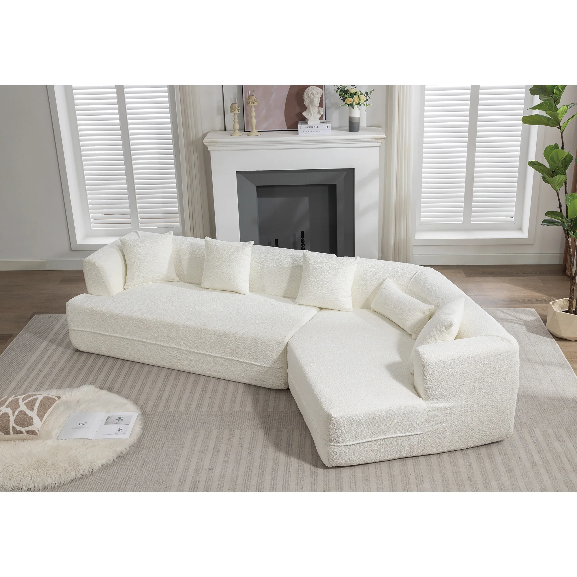 Modular Sofa Modern Minimalist Style Creamy-White - Image 3