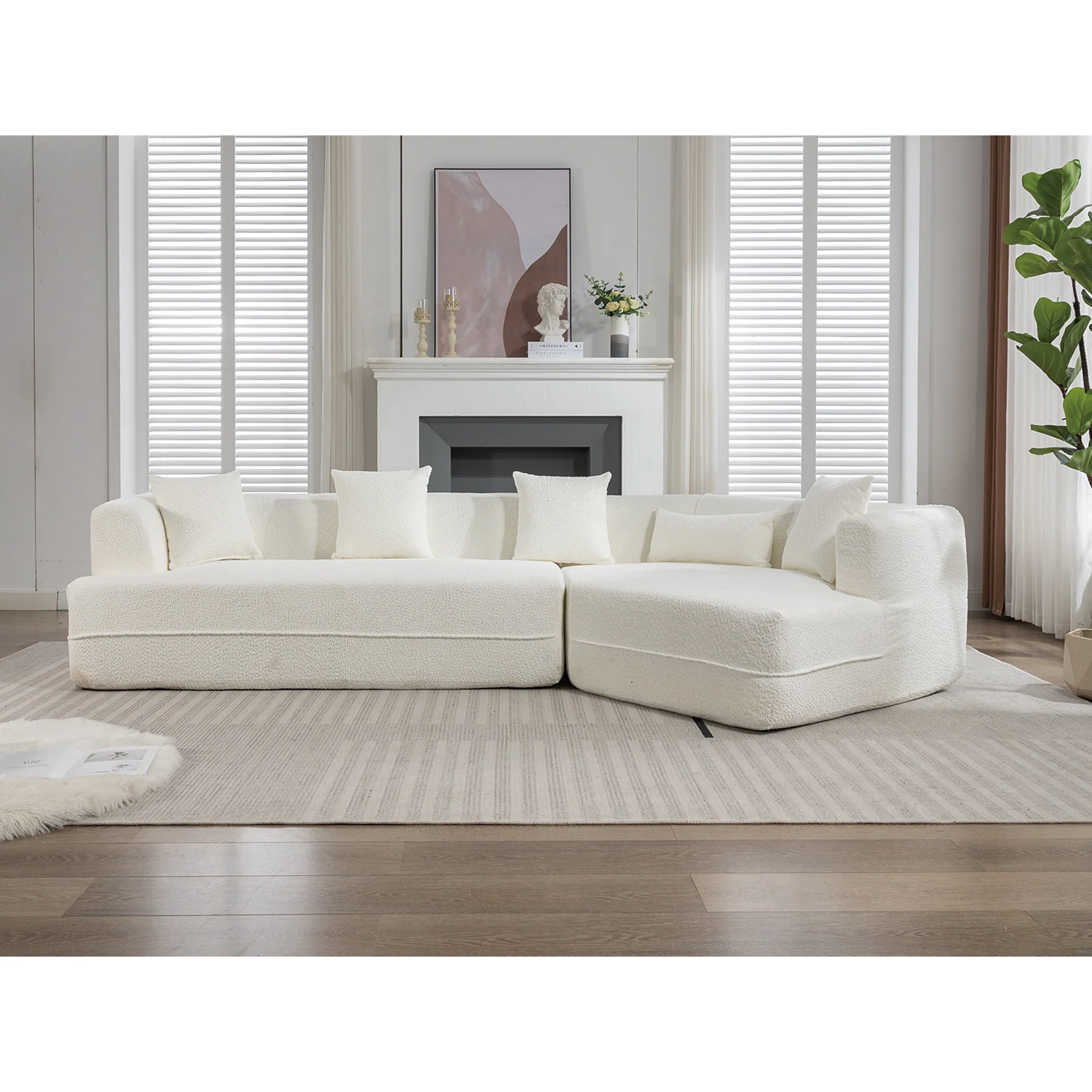 Modular Sofa Modern Minimalist Style Creamy-White - Image 4