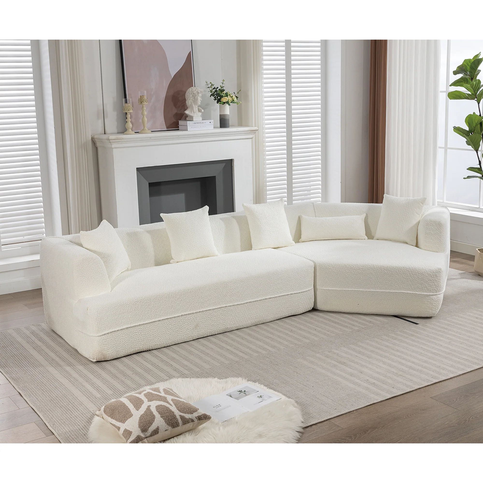 Modular Sofa Modern Minimalist Style Creamy-White - Image 5
