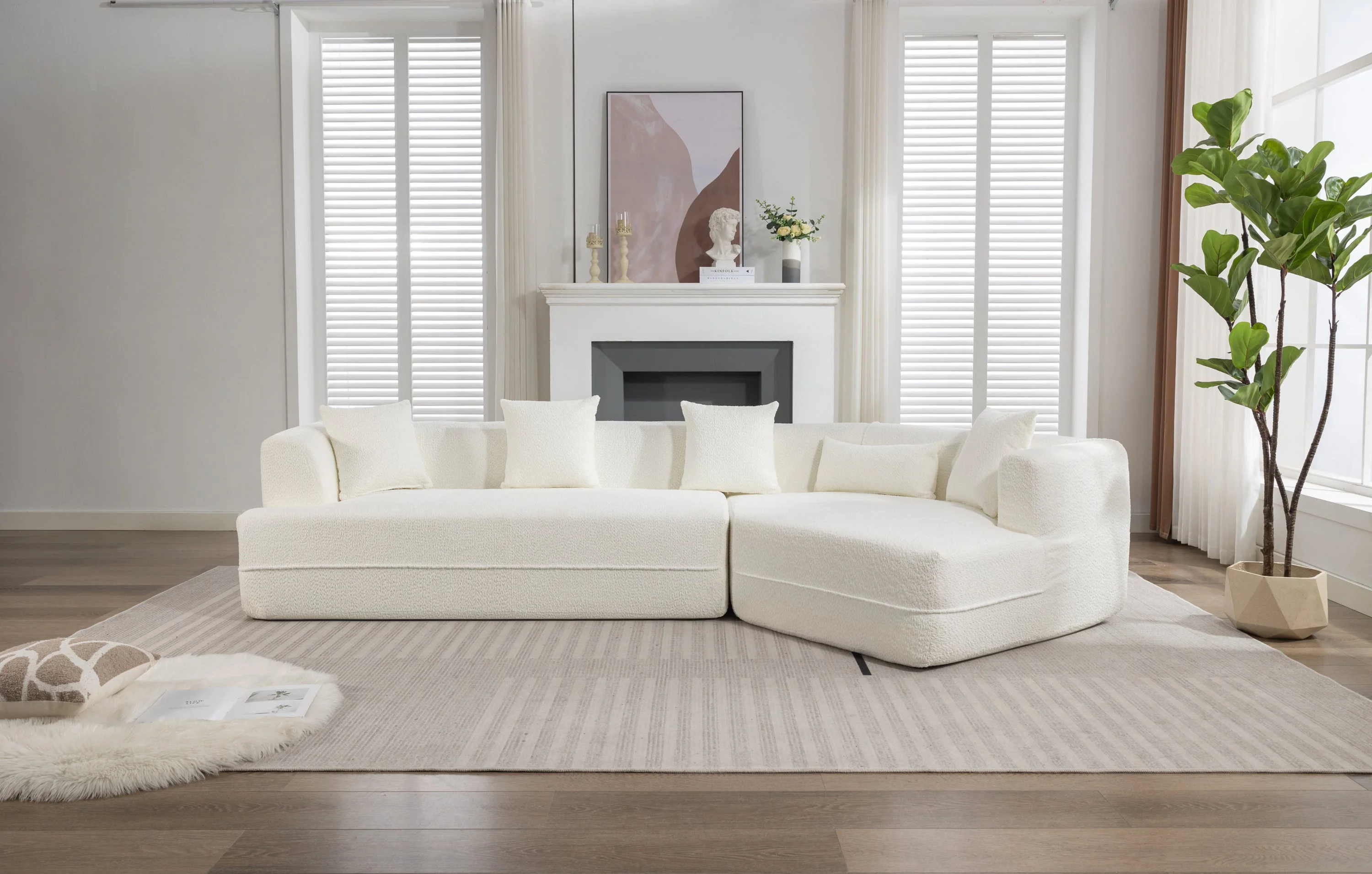 Modular Sofa Modern Minimalist Style Creamy-White - Image 7