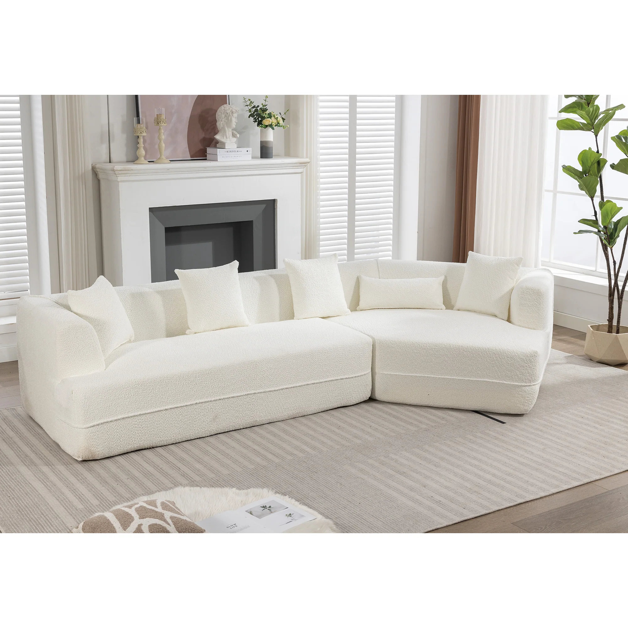 Modular Sofa Modern Minimalist Style Creamy-White - Image 9