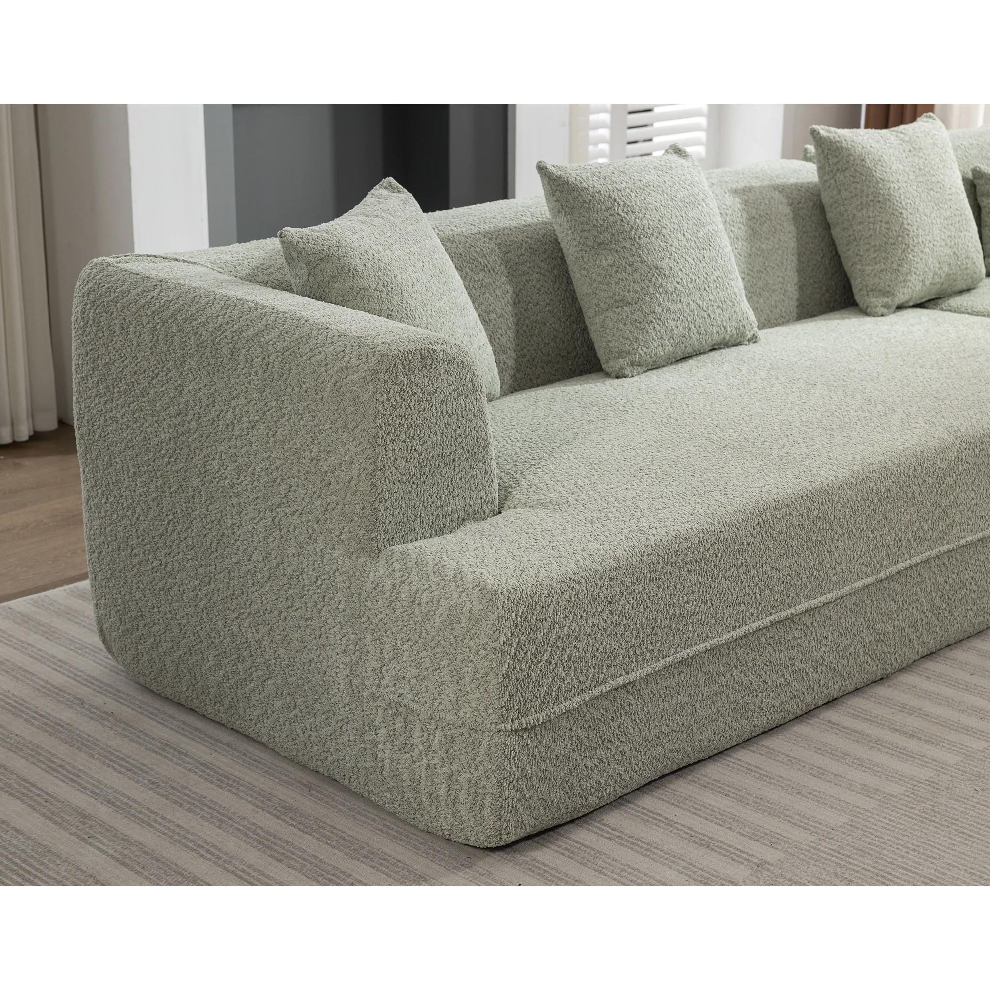 Modular Sofa Modern Minimalist Style Green Upholstered - Image 10