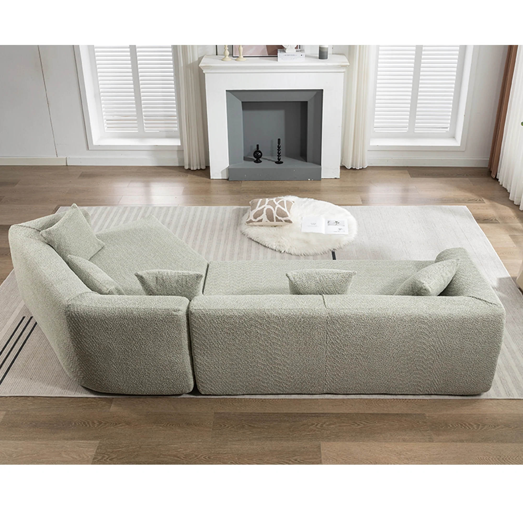 Modular Sofa Modern Minimalist Style Green Upholstered - Image 11
