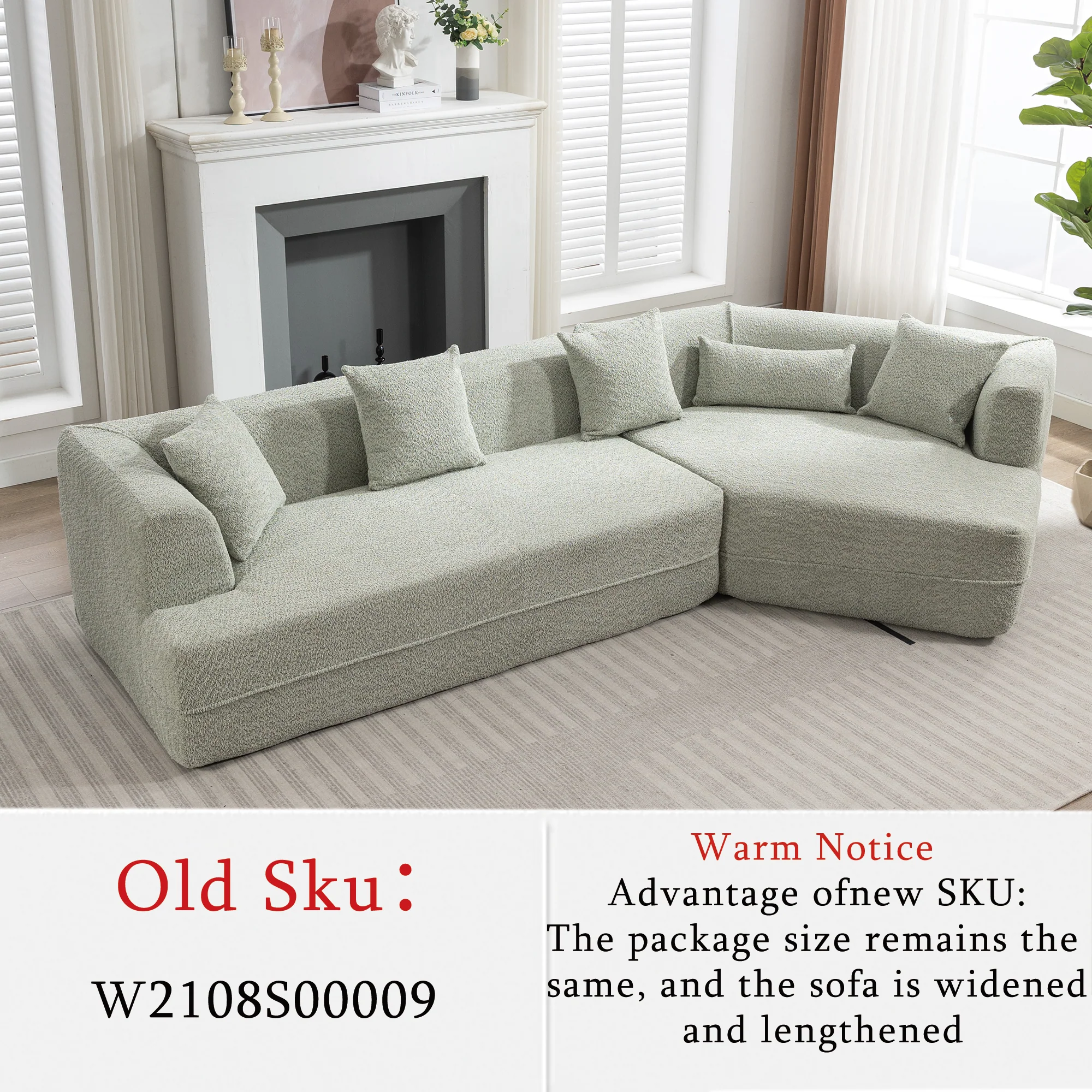Modular Sofa Modern Minimalist Style Green Upholstered - Image 2